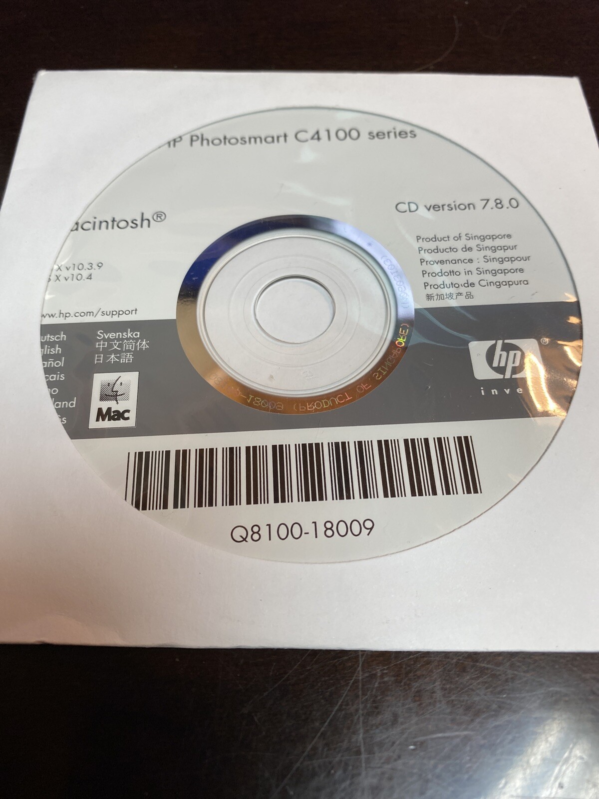 HP Photosmart C4100 Series Drivers / Utilities CD for Mac Macintosh Ver 7.8.0