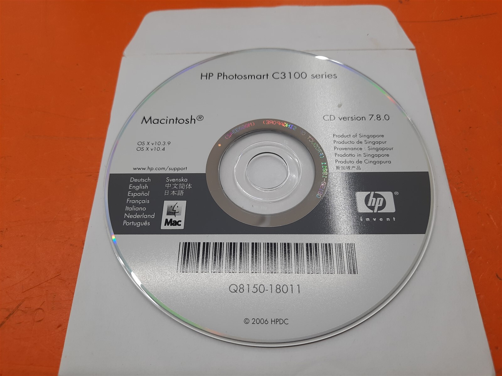 ⭐️⭐️⭐️⭐️⭐️ Software HP Photosmart C3100 Macintosh CD Version 7.8.0
