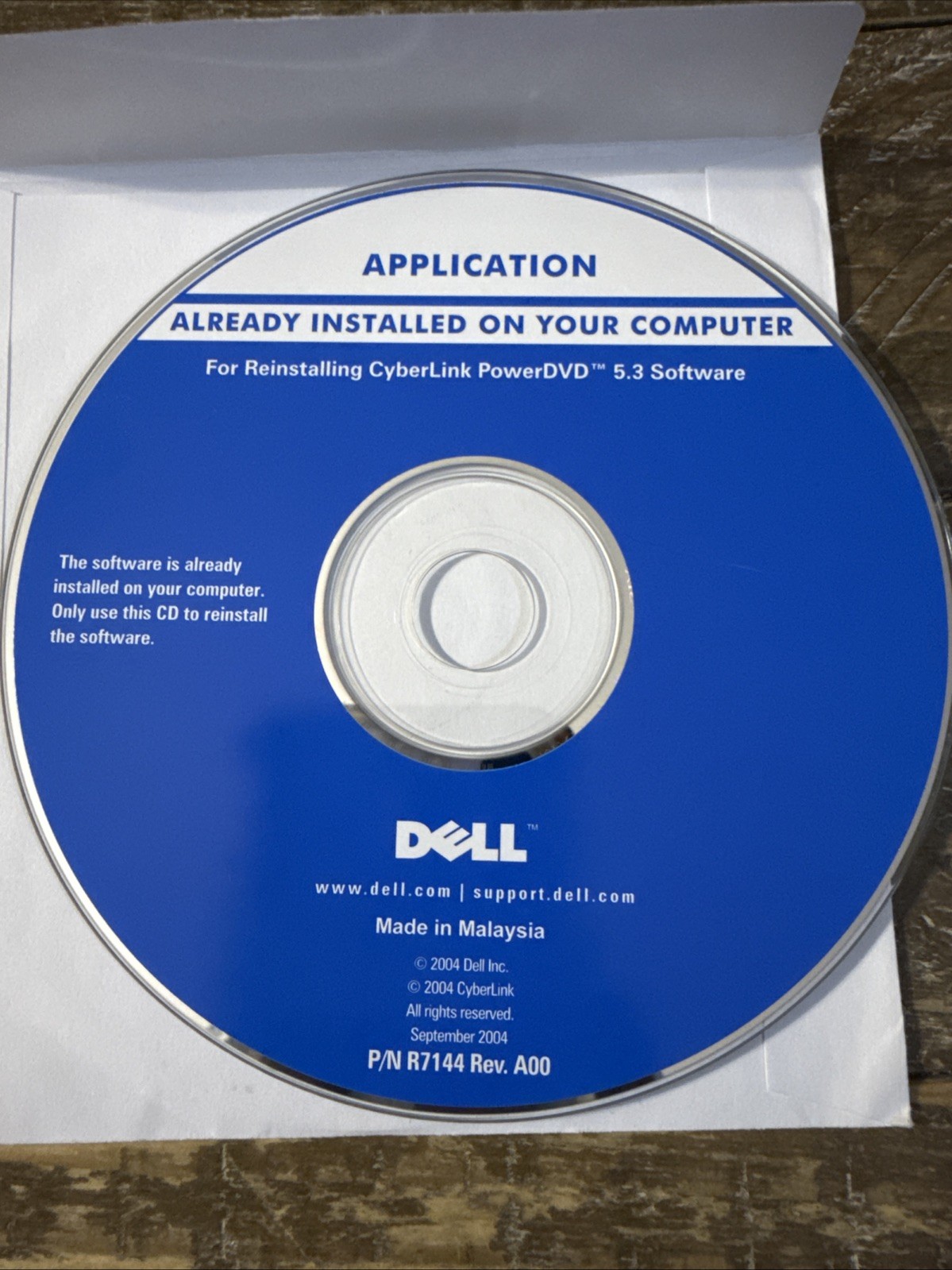 Dell Application CyberLink PowerDVD 5.3 Software PC Cd Rom