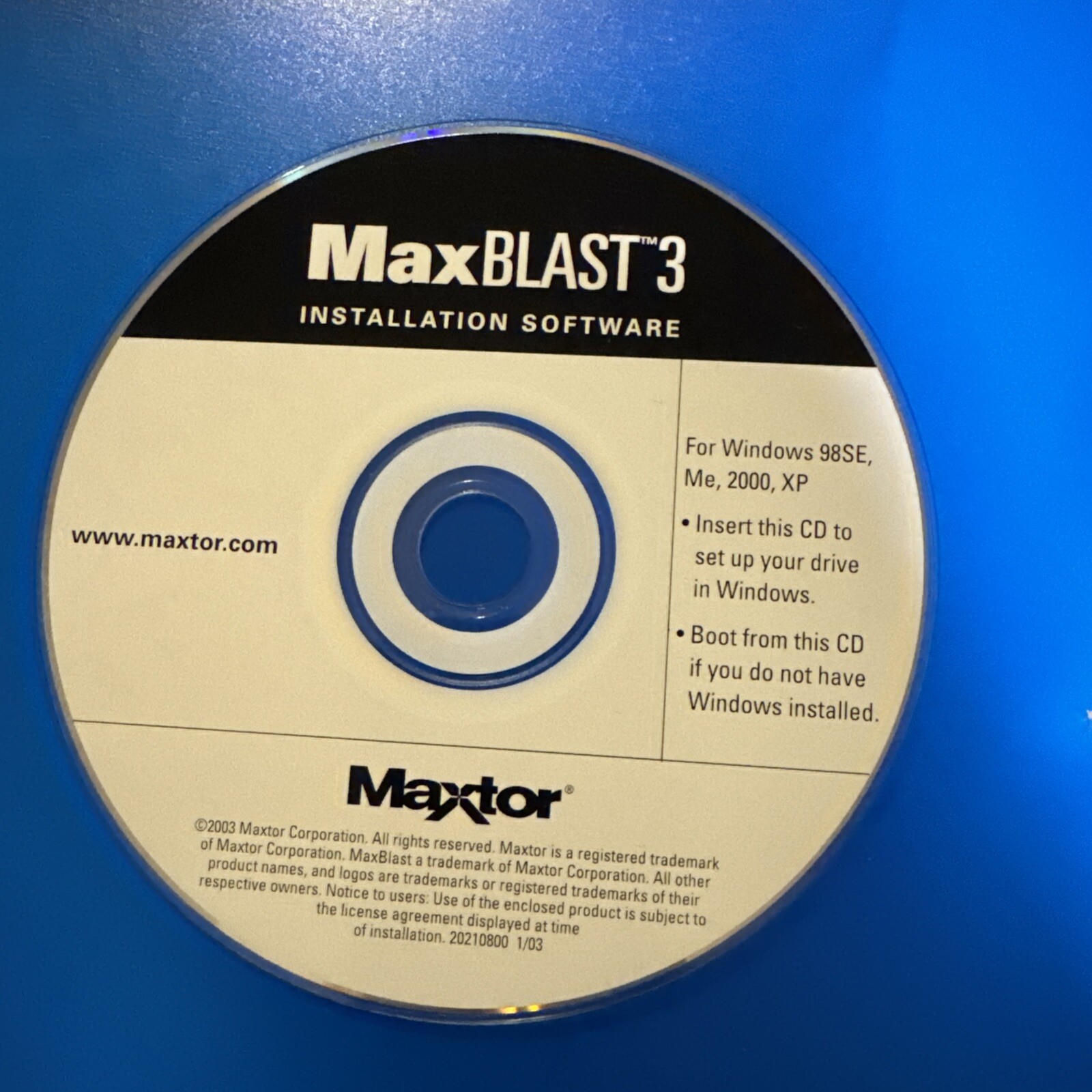 Maxtor MaxBlast 3 Software for Windows 98/Me/2000/XP