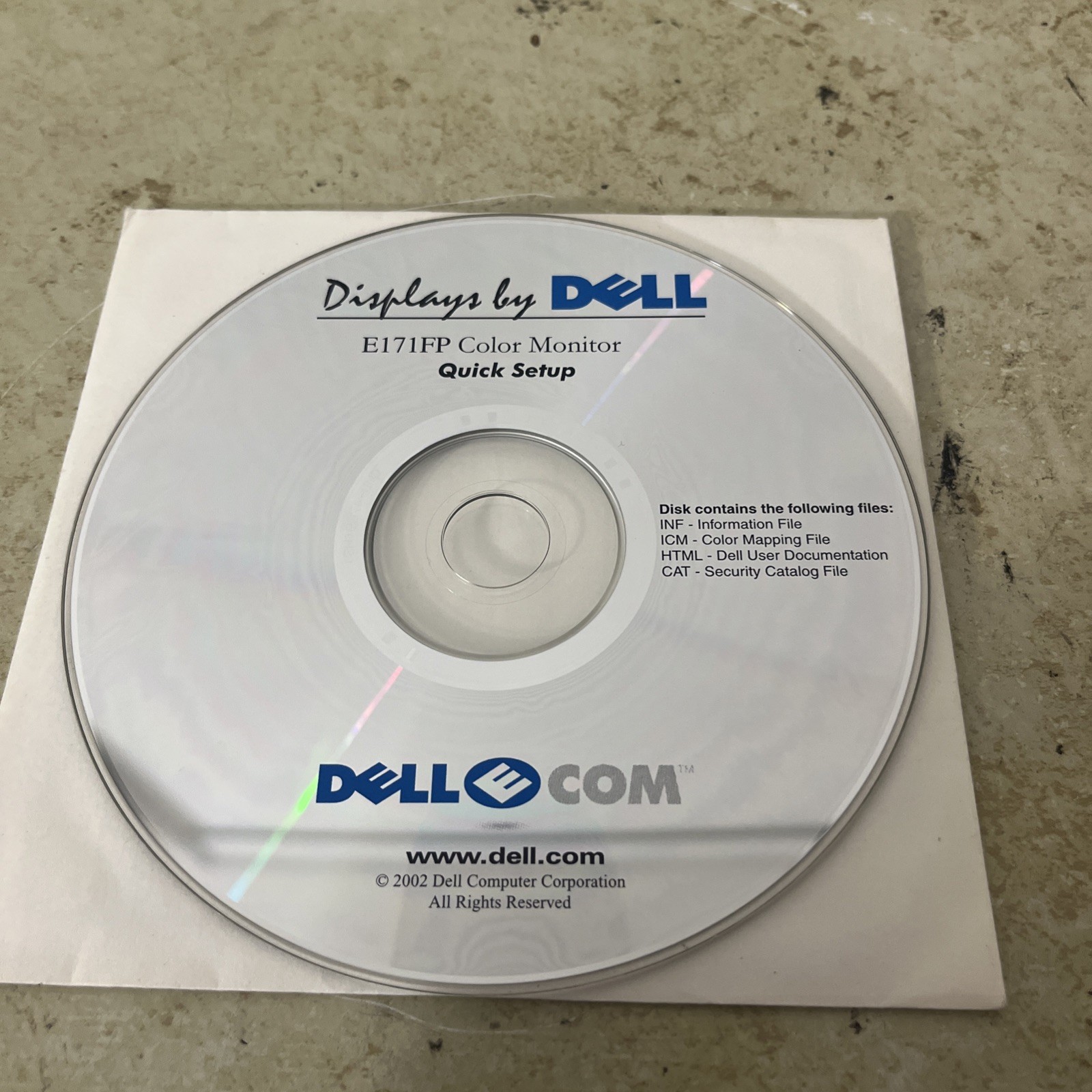 Dell Displays E171FP Color Monitor Quick Setup CD