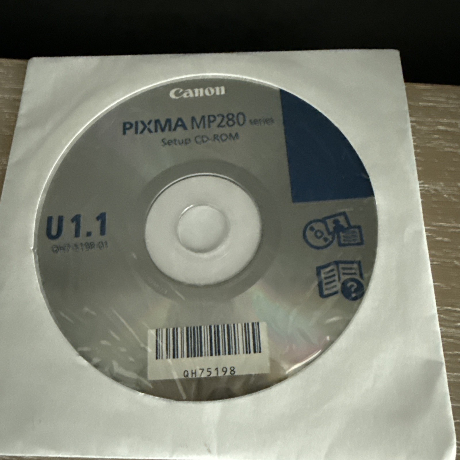 Canon PIXMA MP280 Series Setup CD-ROM Disc – U1.1 QH75198 – Software & Drivers