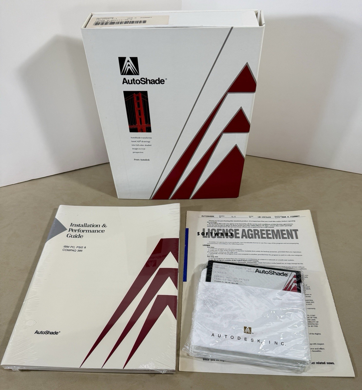 AutoDesk AutoShade Version 1.1 MS DOS 5.25″ Floppy Disks 360K Format Brand New