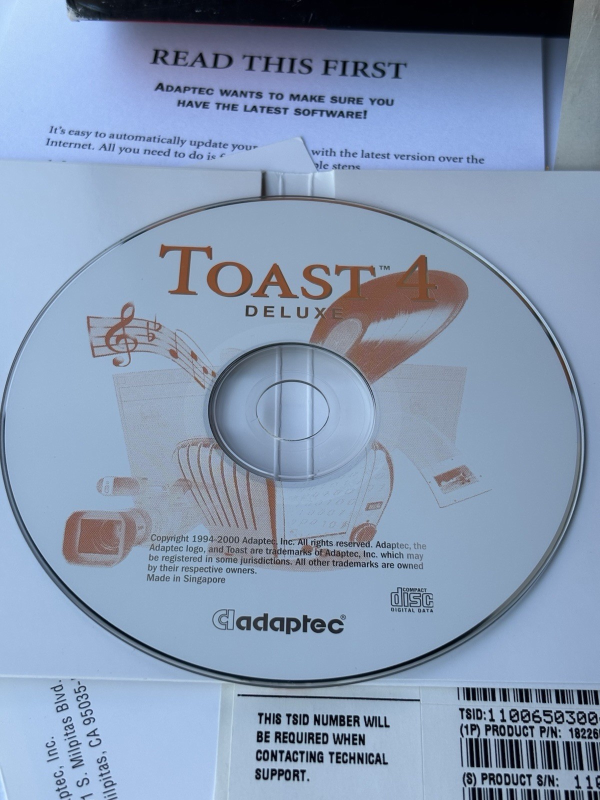 Vintage Macintosh Adaptec Toast 4 Deluxe Software Big Box CD Recording Complete