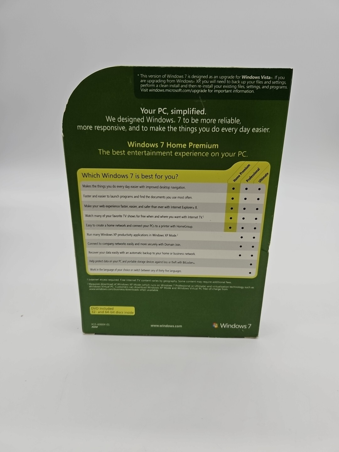 Microsoft 7 Home Premium UPGRADE Complete With Product Key