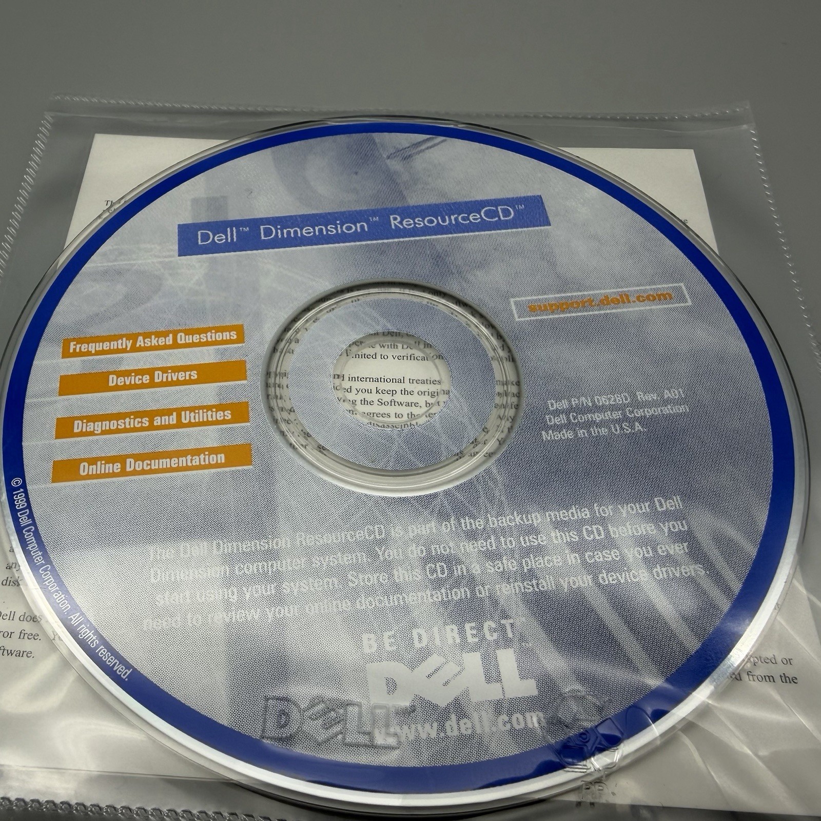1999 Dell Dimension Resource CD Rom P/N 0628D OEM Software Drivers & Utilities