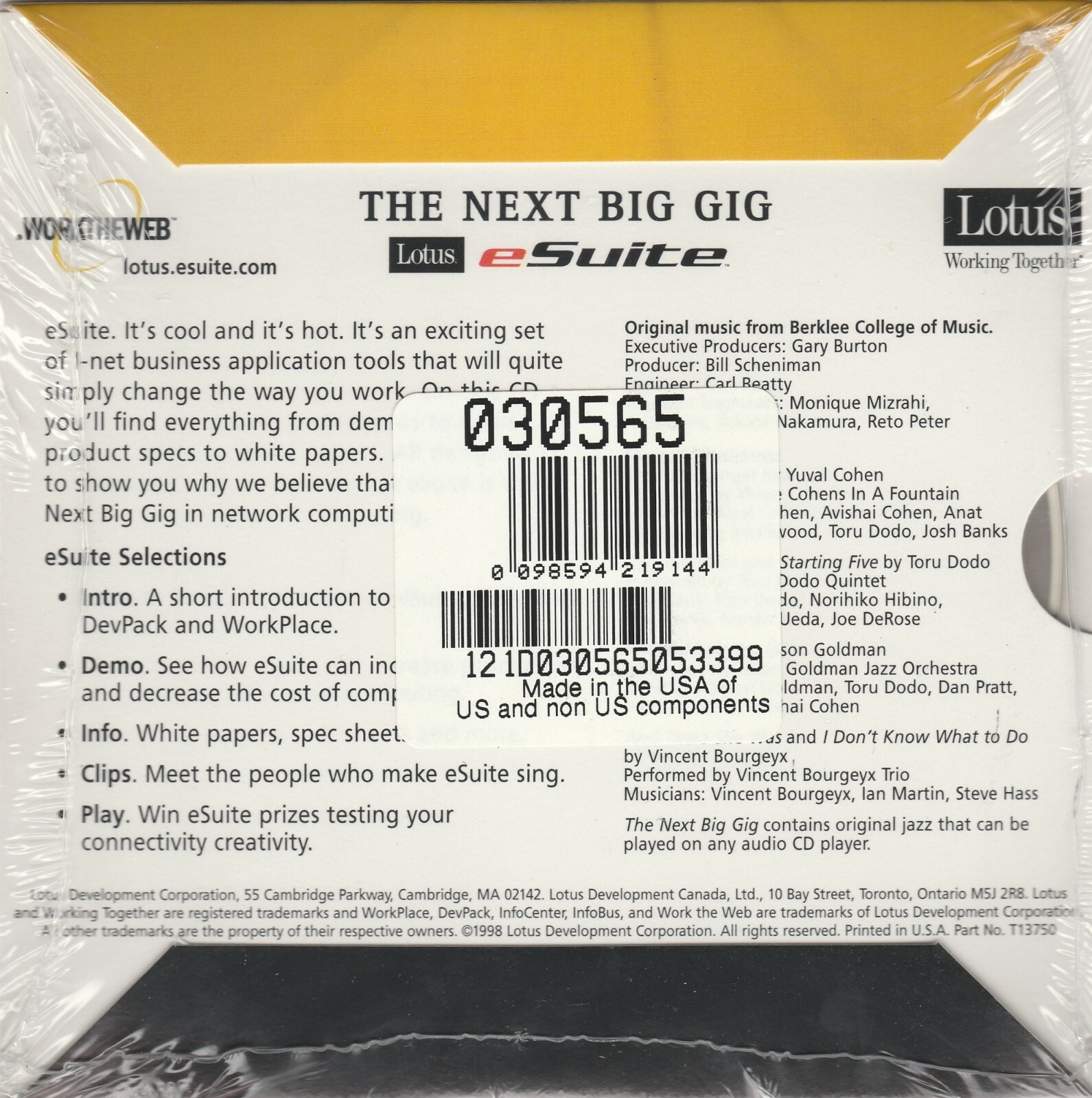 Lotus eSuite ~ The Next Big Gig ~ CD-ROM
