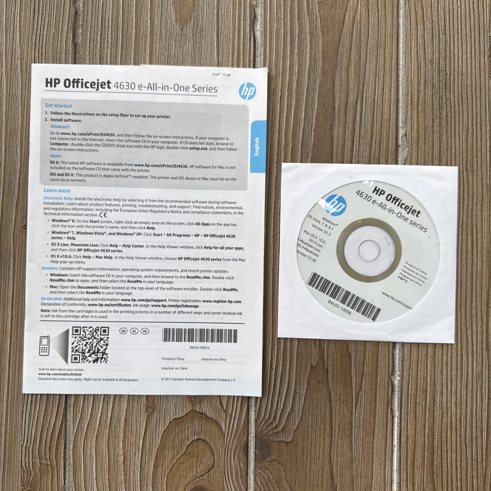 HP Officejet 4630 e-All-In-One Series CD-ROM Software & Manual Windows or Mac