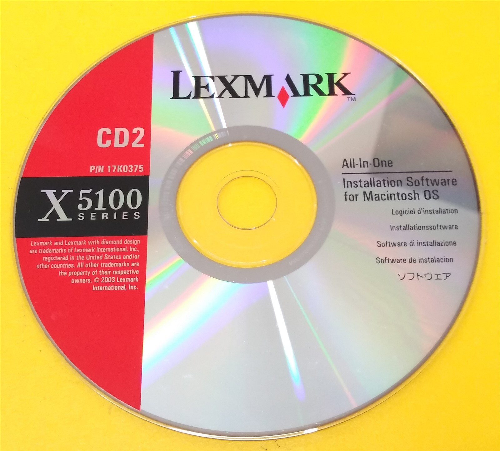 Driver Disc Lexmark X5100 Series **CD 2 ONLY**