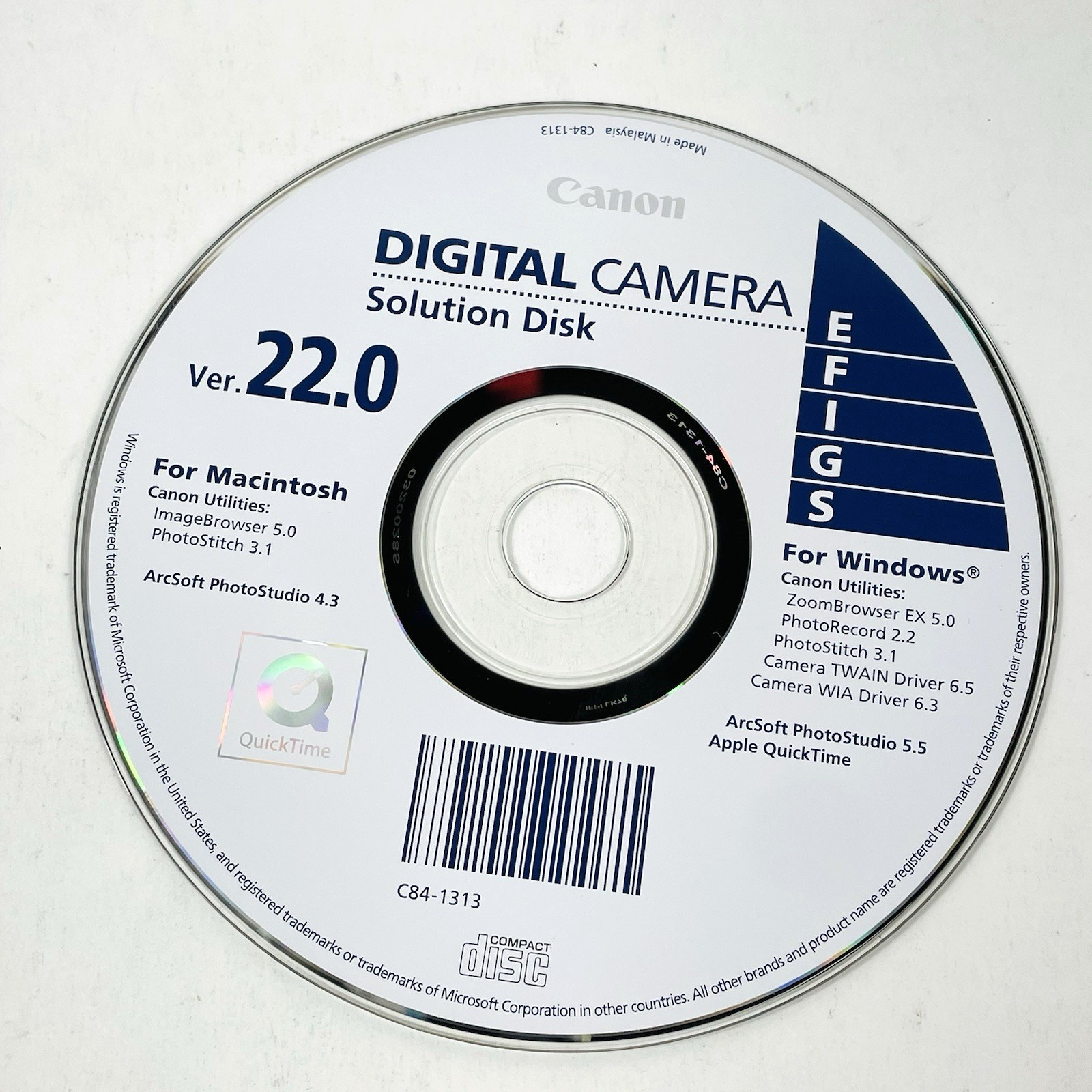 Canon Digital Camera Solution Disk Ver. 22.0 for Windows and Macintosh EFIGS