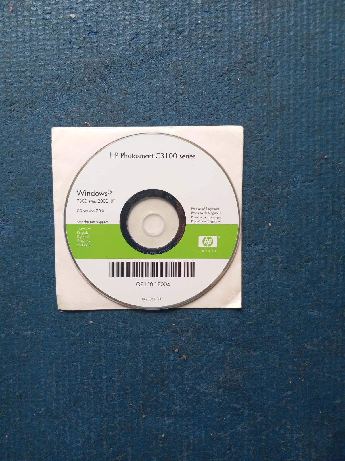 HP Photosmart C3100 Series Software Disc Windows CD Version 7.0.0 Q8150-18004