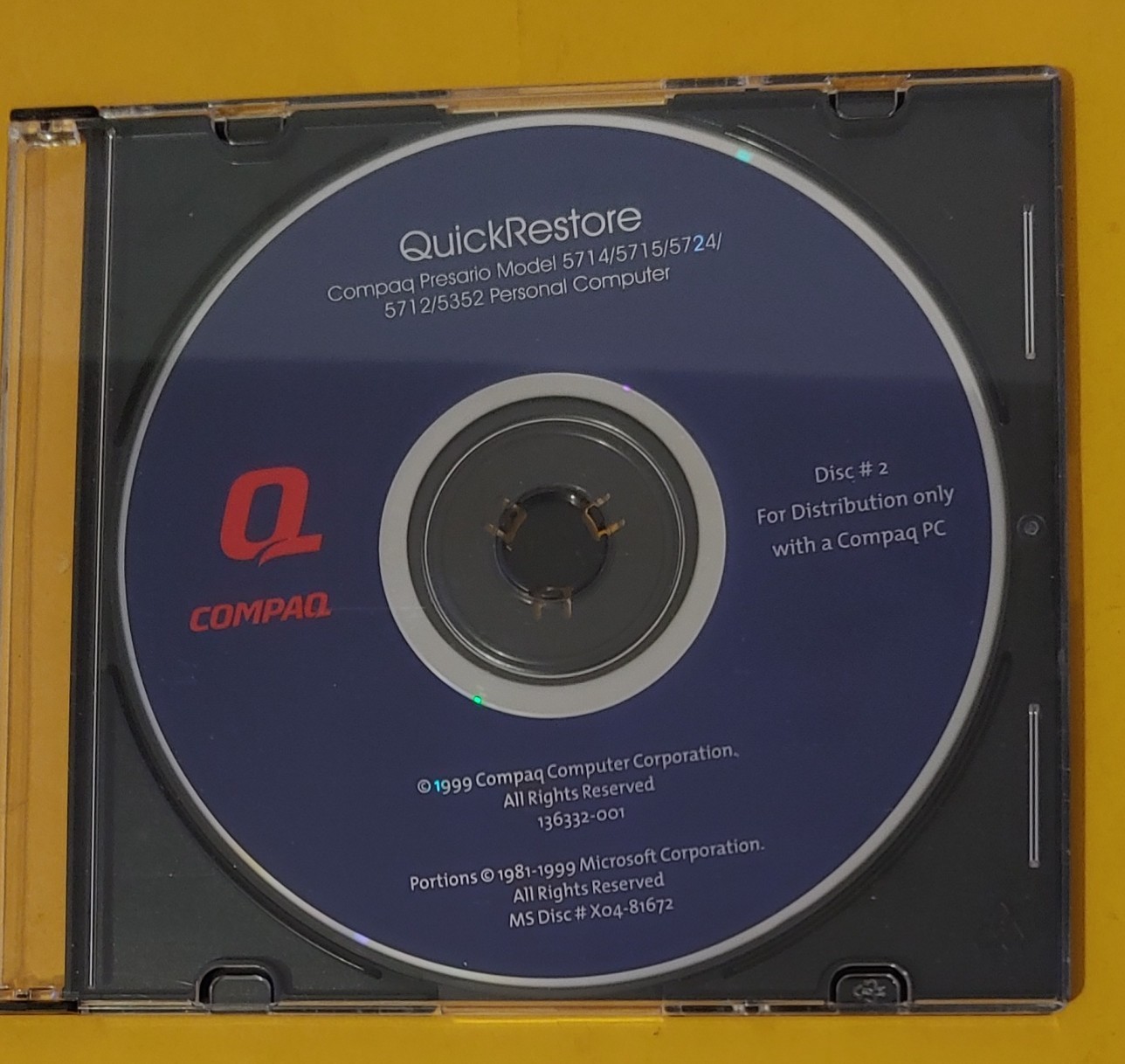 Compaq Presario QuichRestore CD 1999