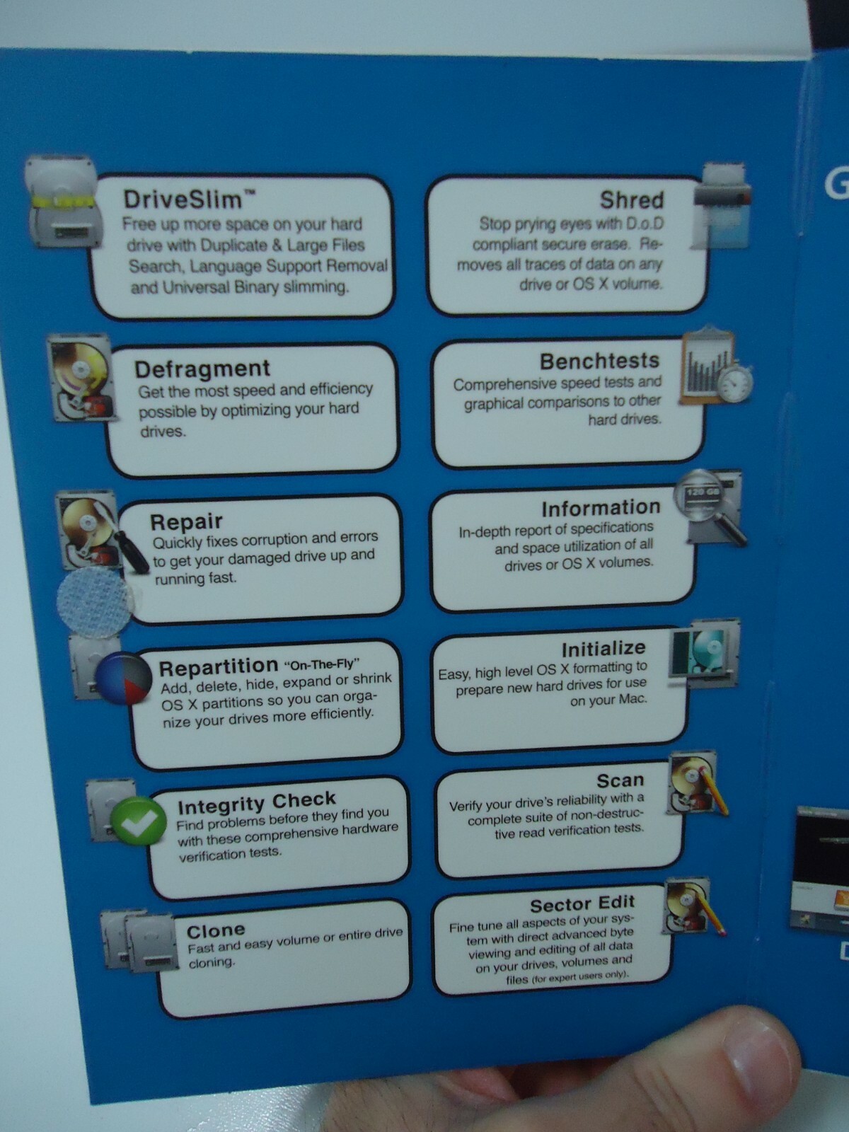 Drive Genius 2 Mac OS X 10.4.9 & 10.5.8 retail Macintosh hard drive tool DVD ROM