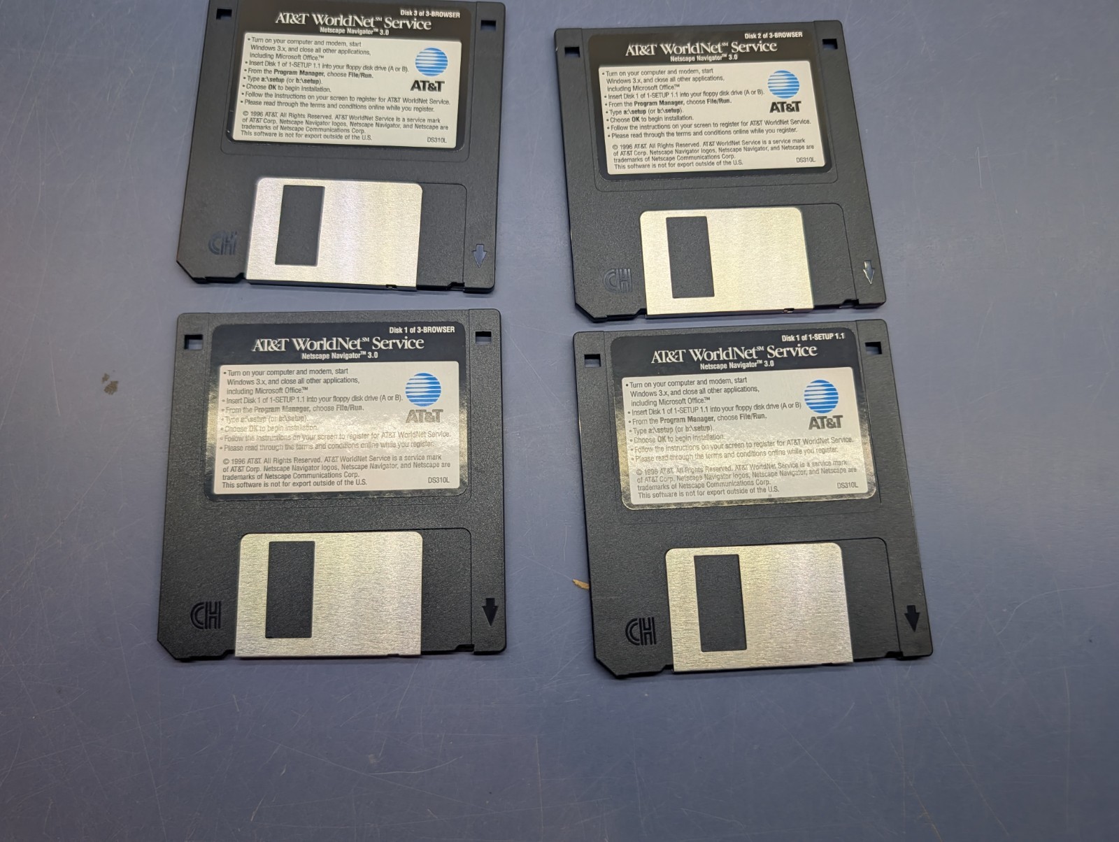 Vintage 1996 AT&T WorldNet Service 3.5″ Installation Diskettes Windows Netscape