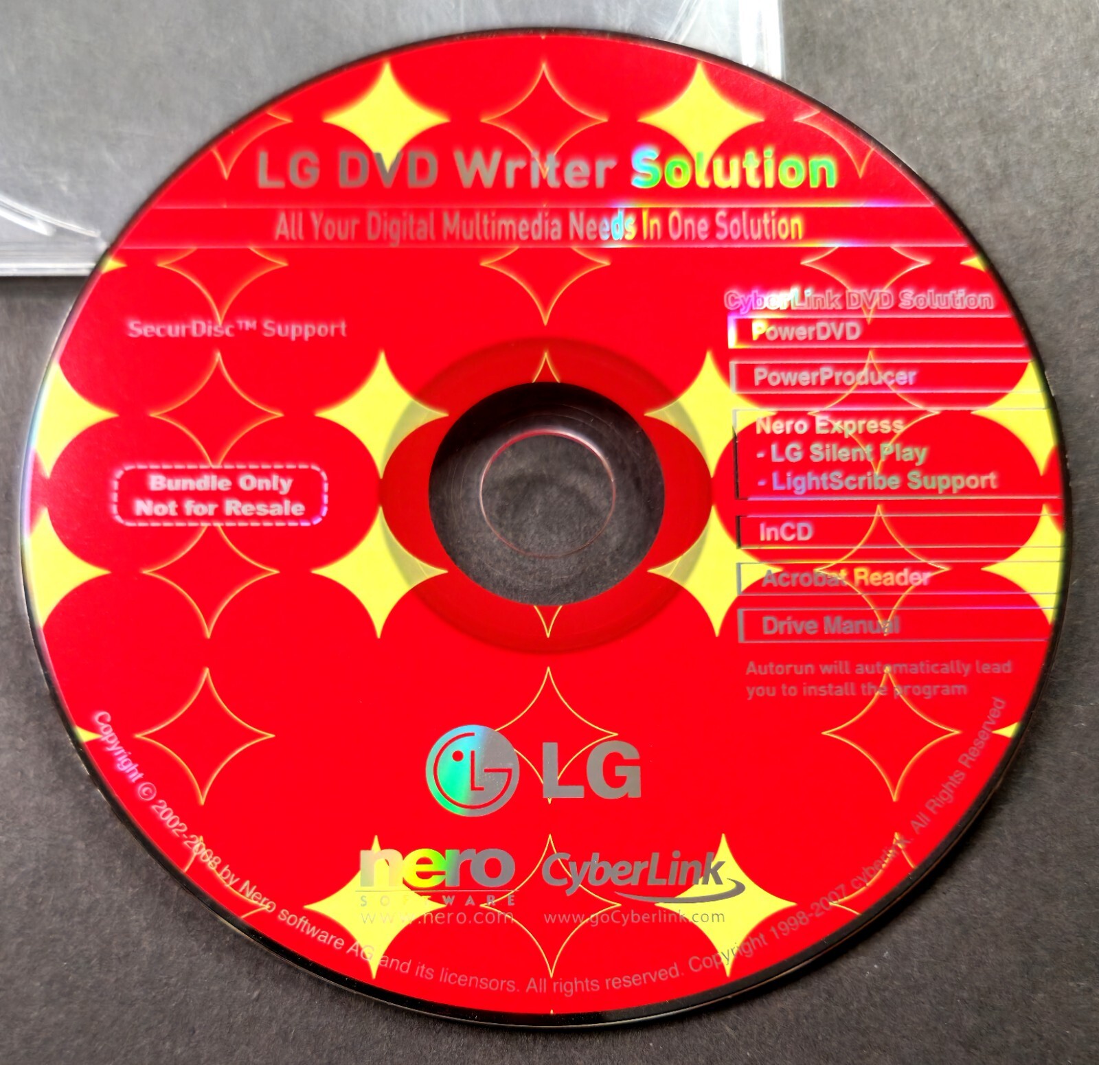 LG DVD Writer Solution Software CD 2008 Nero Express PowerDVD InCD CyberLink DVD