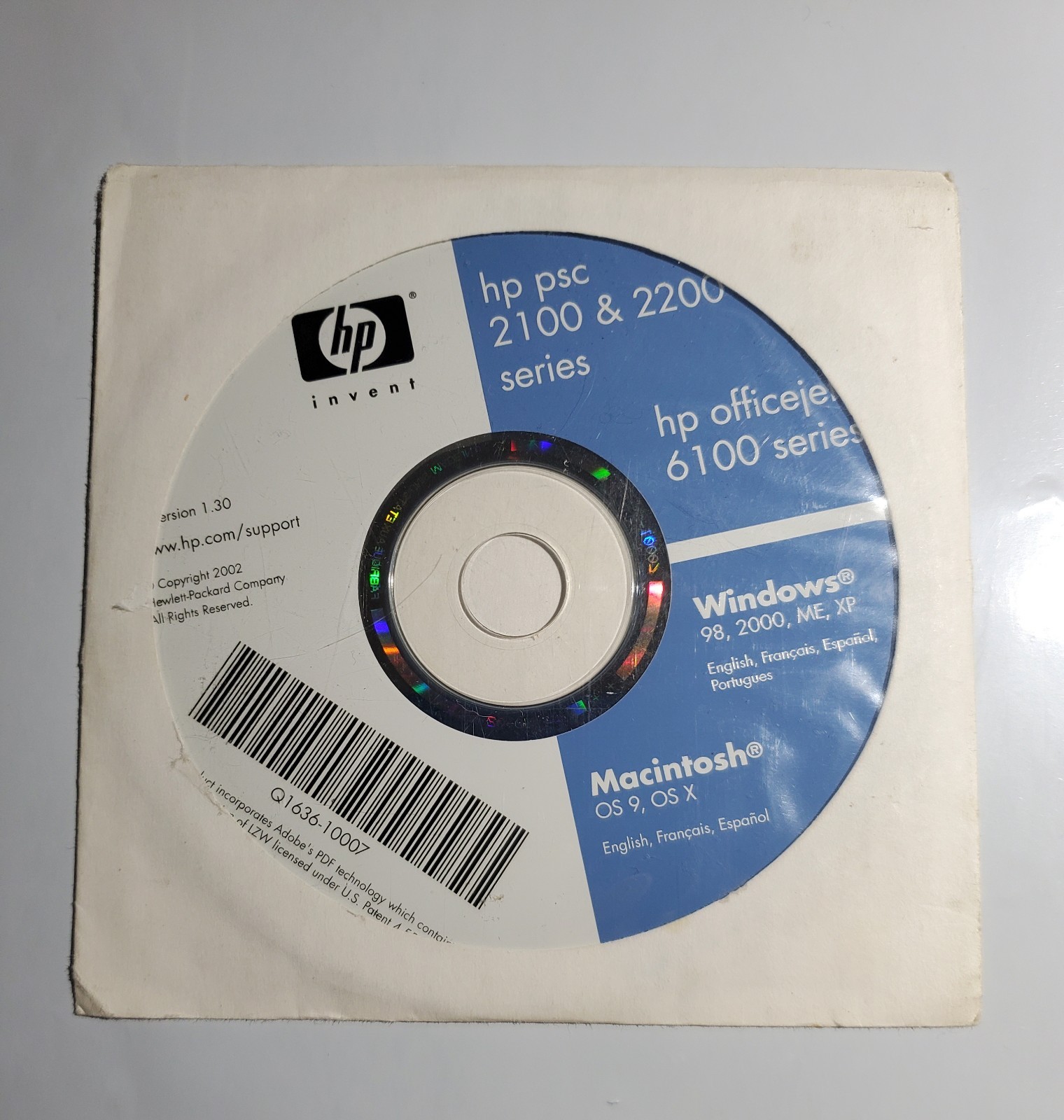 Hp psc 2100 & 2200 Series Hp officejet 6100 Series Vintage 2002 Version 1.30