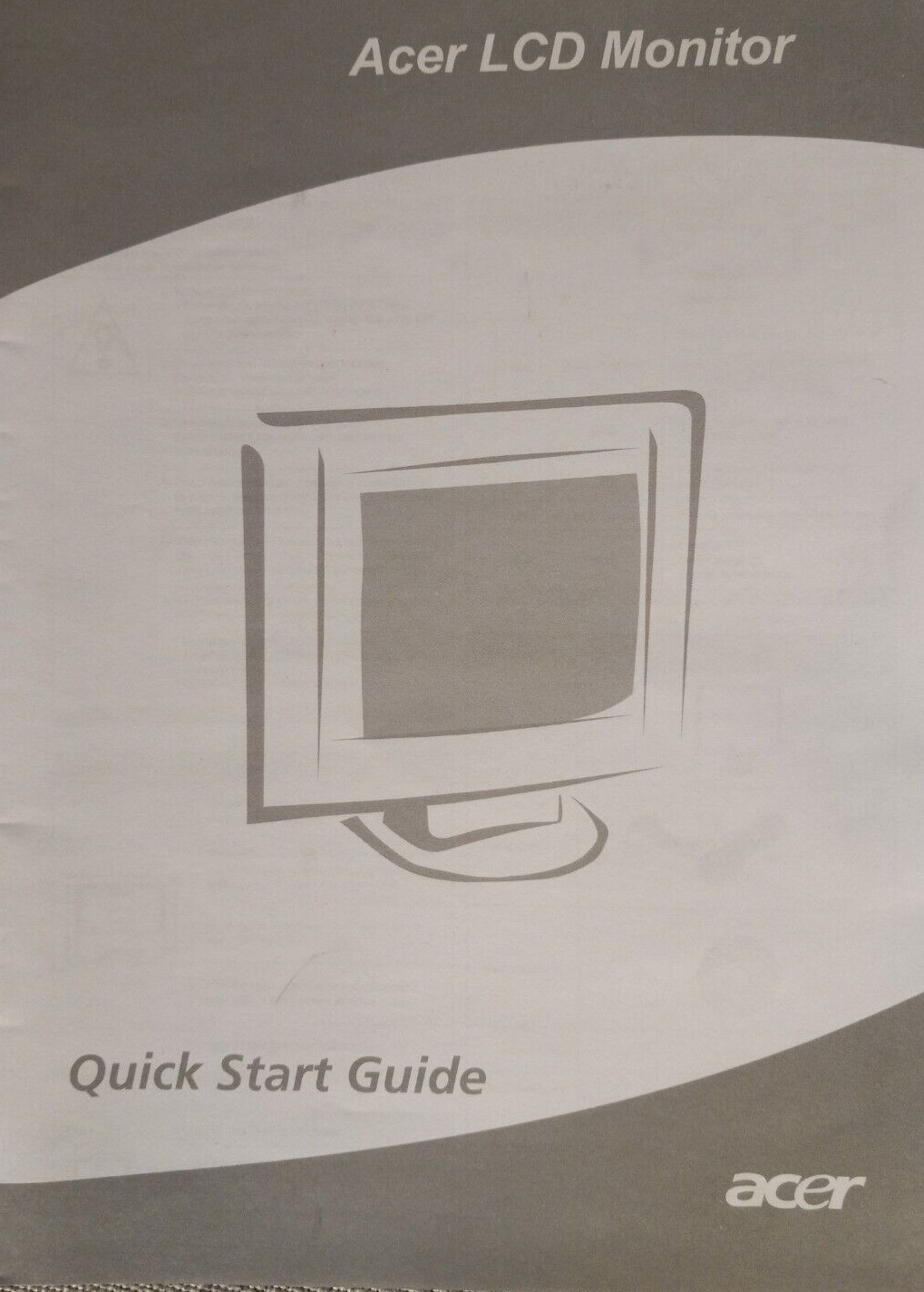 Acer Monitor CD And BOOK User’s Manual For AL2216W LCD Screen Great Shape