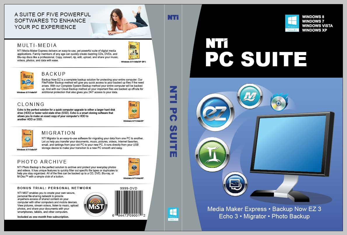 NTI PC Suite–Drive Cloning, CD DVD Burning, Data Migration, Backup MSRP $149.99