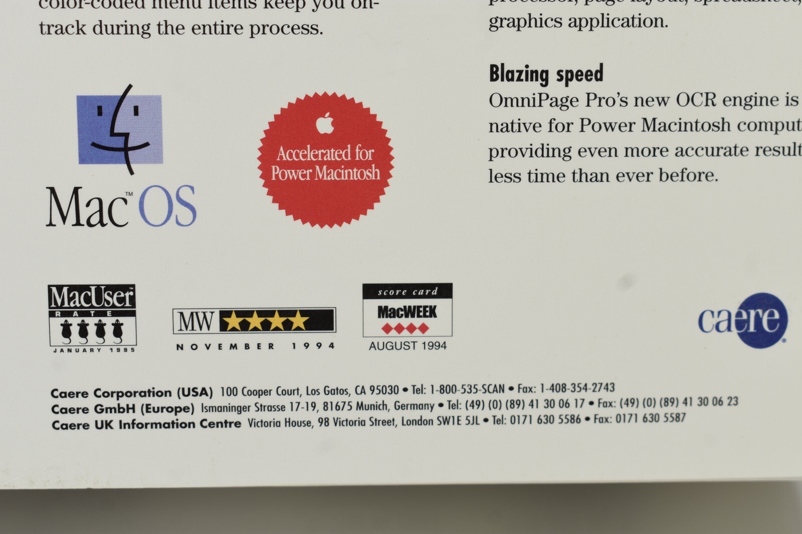 OmniPage Pro 6 Demo Essential Scanner Software Word Recognition 3.5 Floppy 1994