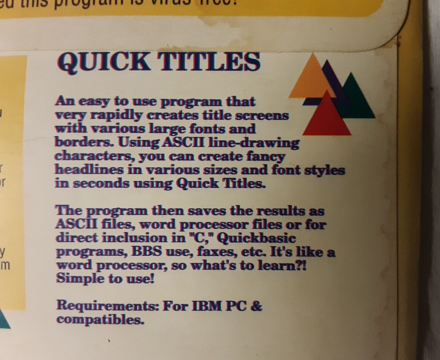 Quick Titles retro 5.25″ floppy disk FREE SHIPPING create screens 1994 SEE NOTE