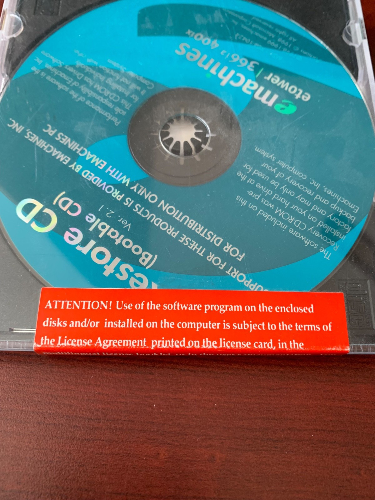Emachine Sealed Etower Restore CD Etower 366i2 400ix Bootable CD ROM