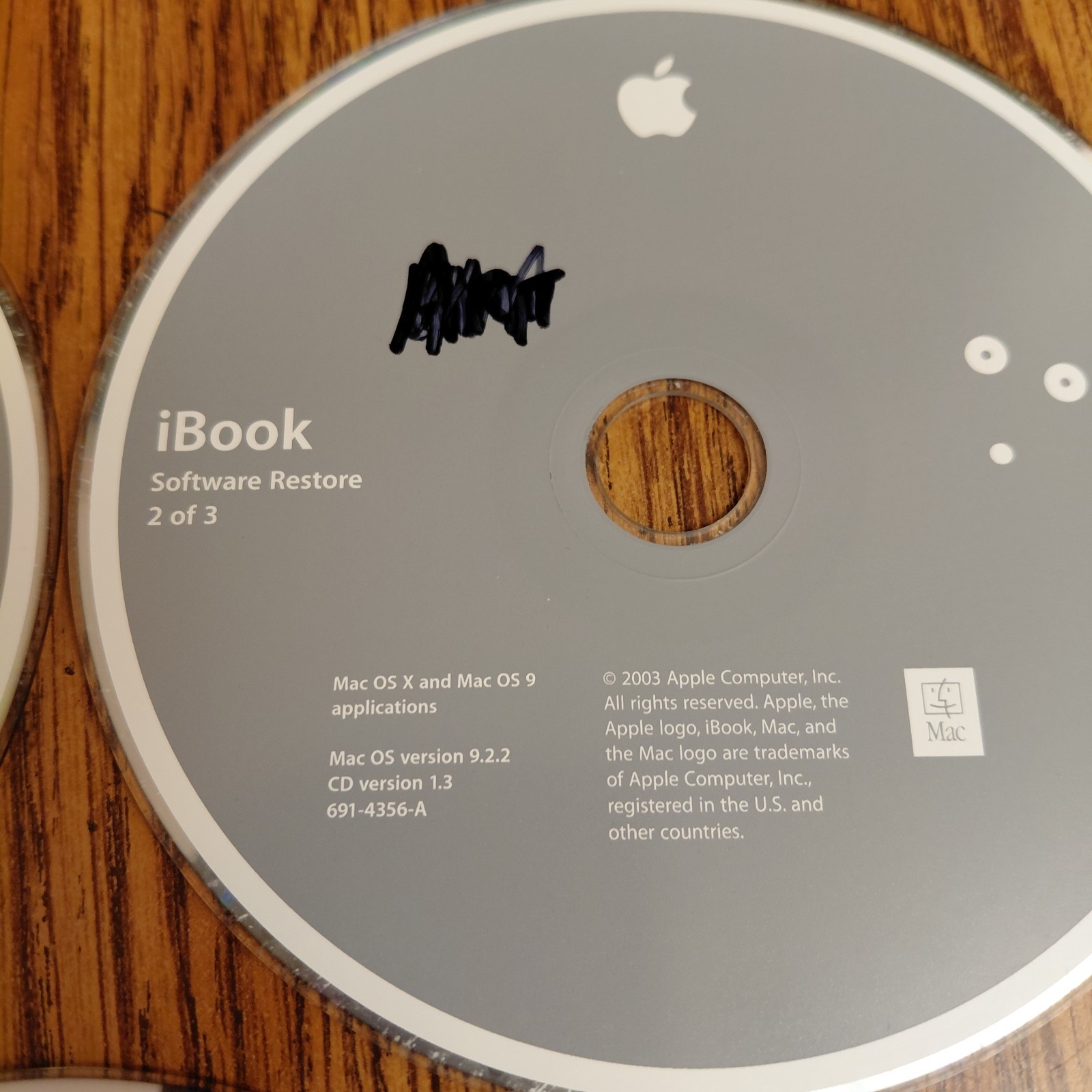 2003 Macintosh Mac iBook Disc v1.3 Software Restore For Mac OS X 9 9.2.2 3 CDs