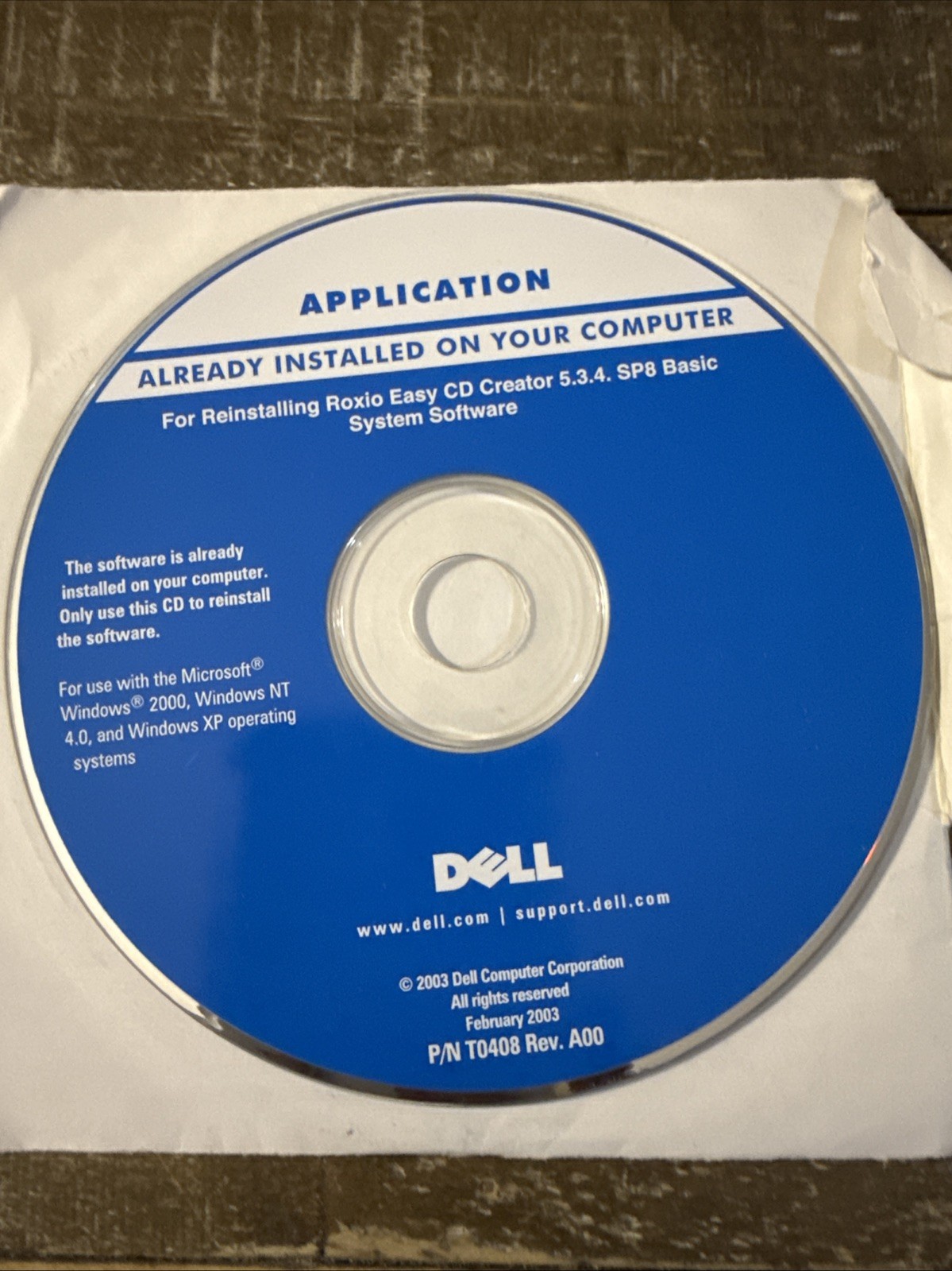 Dell Application Roxio Easy Cd Creator 5.3.4 Software PC Cd Rom