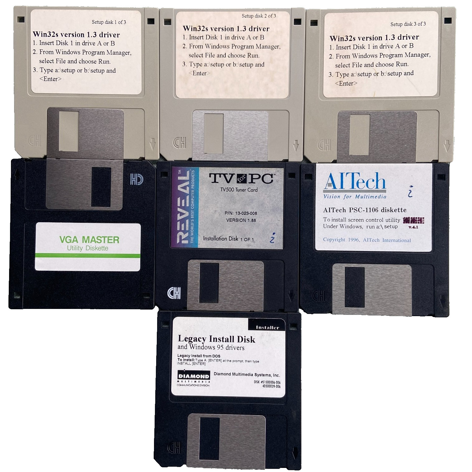 Software Drivers Win32s Version 1.3 VGA Master Reveal AITech Diamond Multimedia