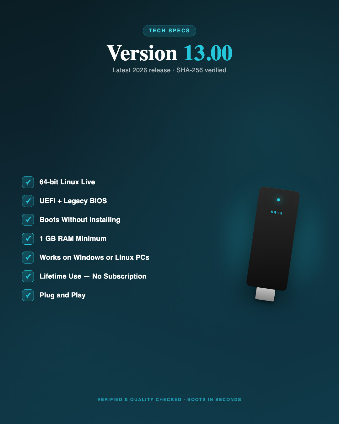 SystemRescue 13 Linux Bootable USB – PC Repair Recovery Live Toolkit 64-bit