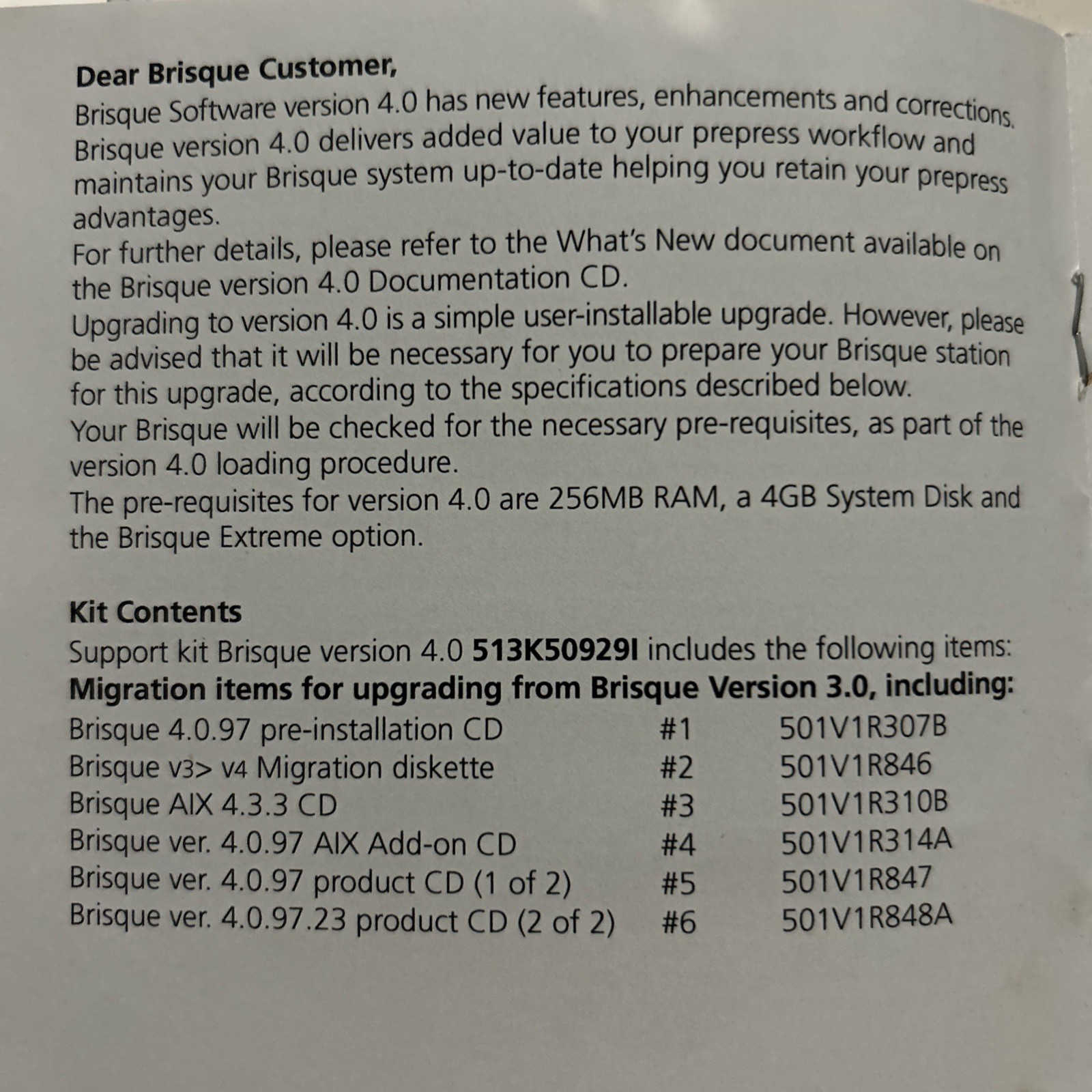 Creo Brisque 4.0.97.23 RIP Software Installation Kit – 7 CDs + Docs – Legacy