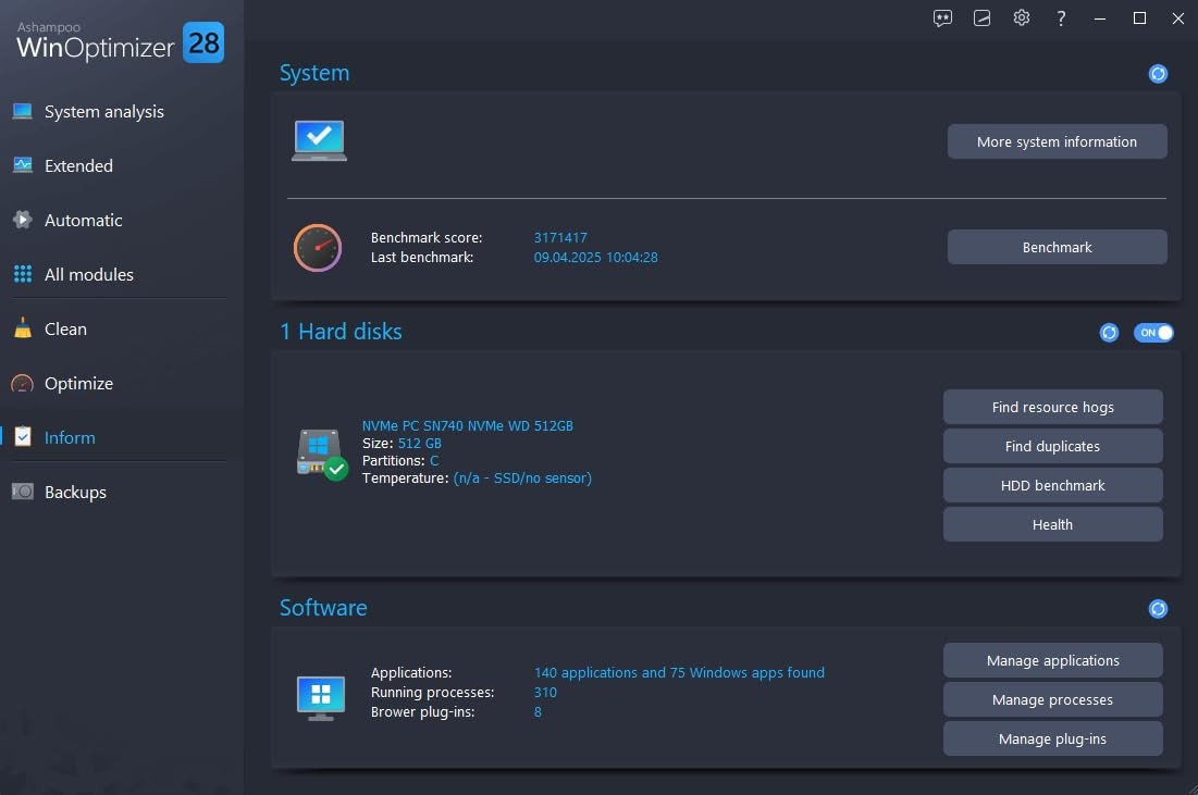 Win­Optimizer 28 – More control, security, and power for your PC