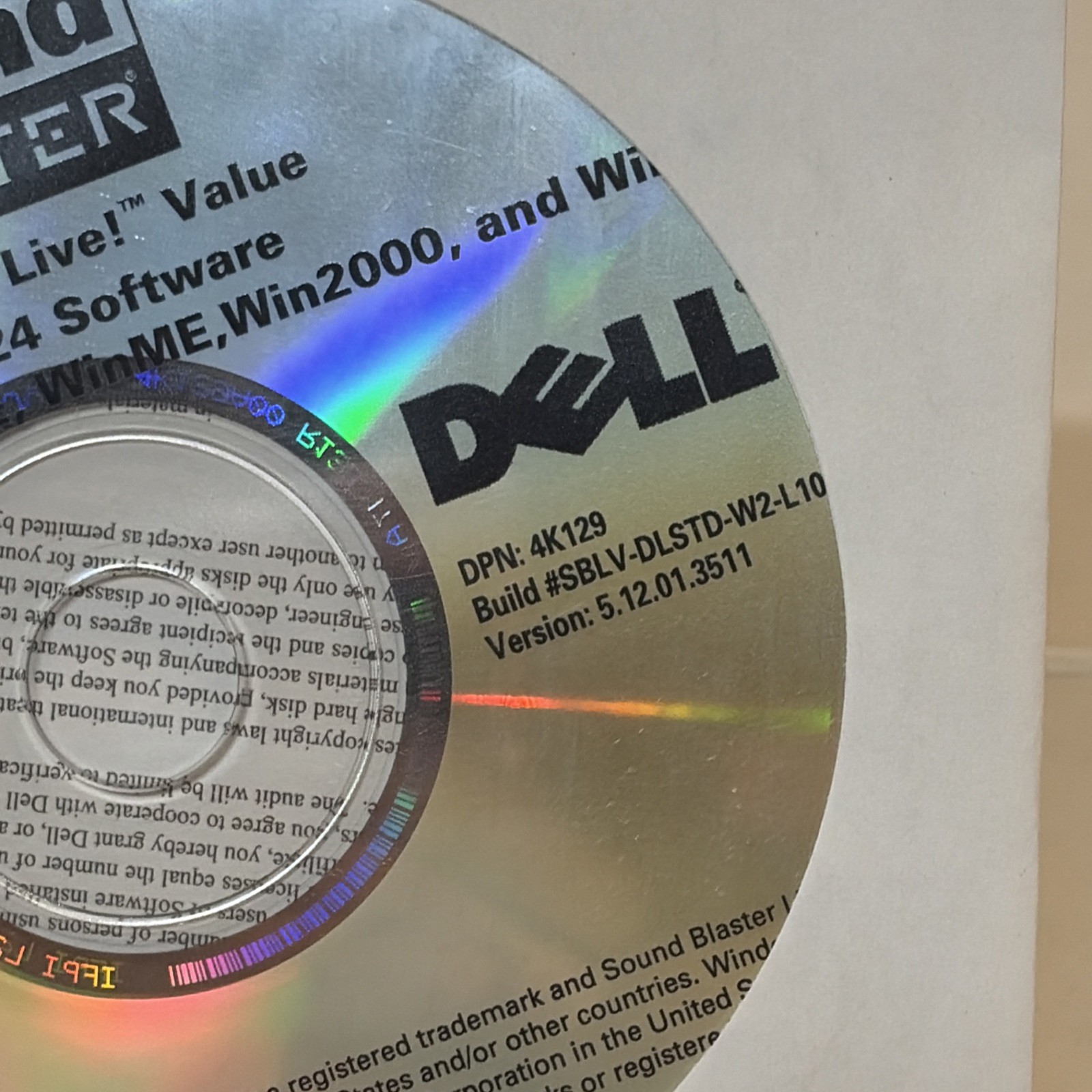 Dell Sound Blaster Live Value Digital 1024 Software CD Windows 98SE/ME/2000/XP