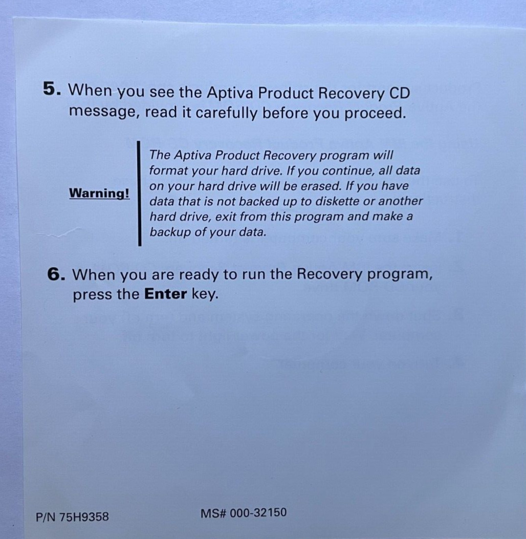 IBM Aptiva Product Recovery CD
