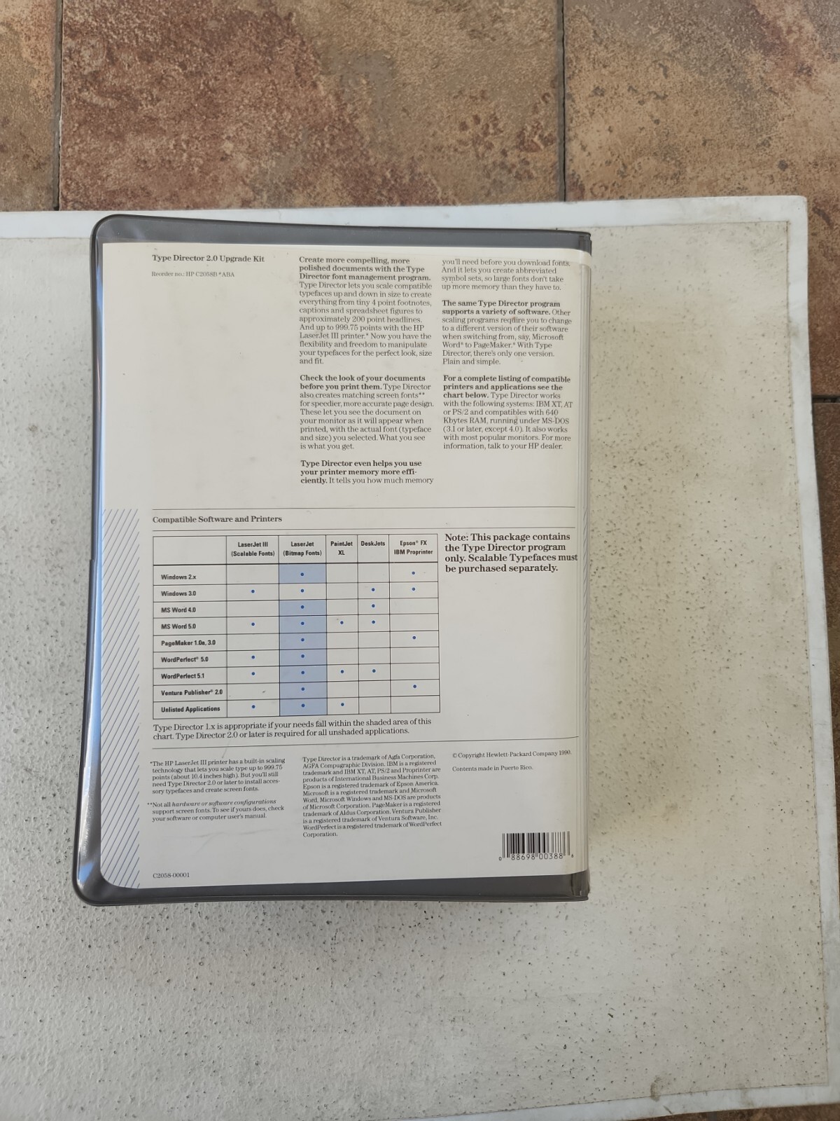 Hewlett-Packard Type Director 2.0 Font Management Program Upgrade Kit -Vintage