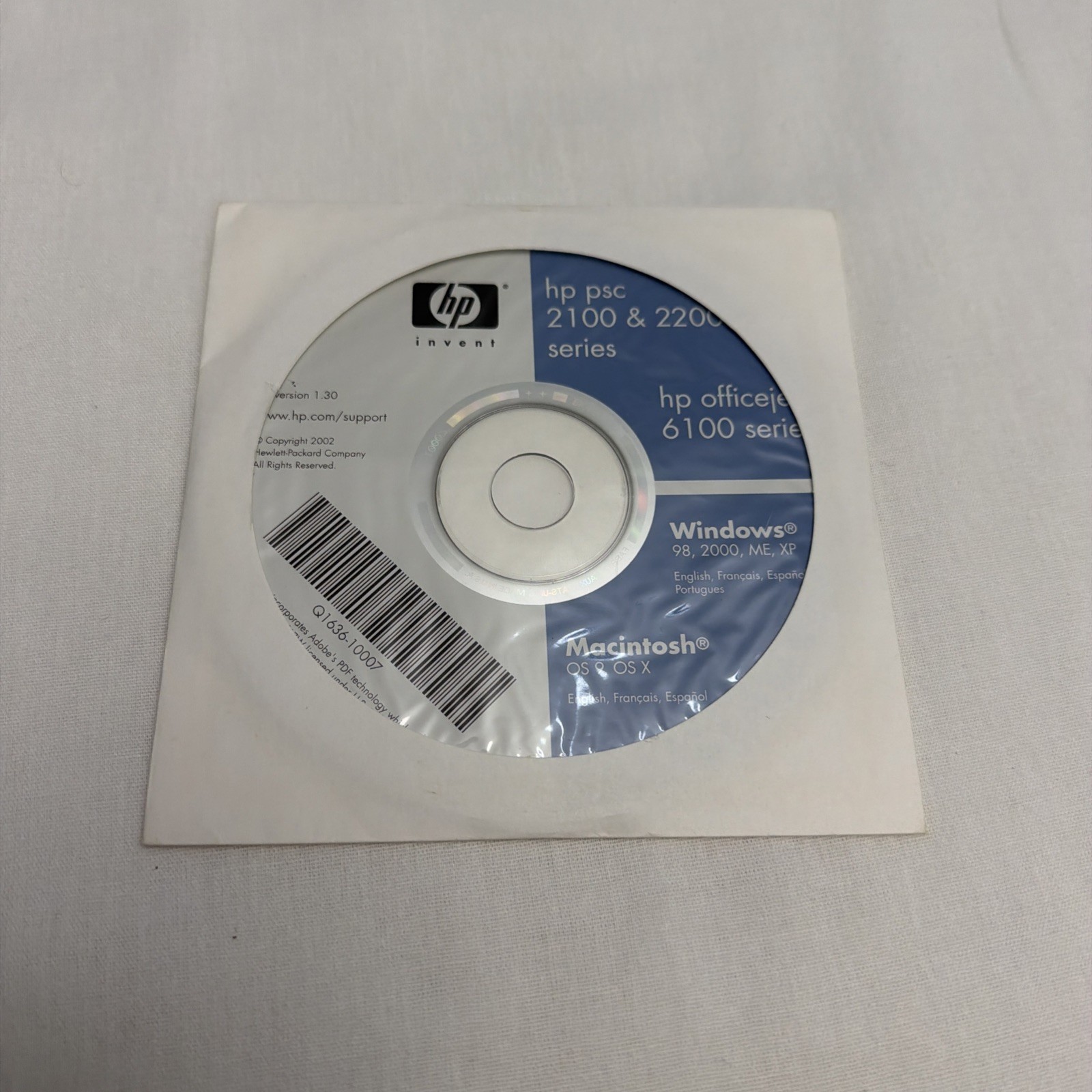 Hp psc 2100 & 2200 Series Hp officejet 6100 Series Vintage 2002 Version 1.30