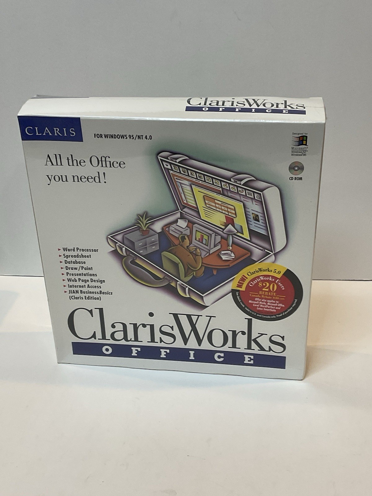 Vintage Software IBM PC ClarisWorks Office 5.0 1997 NOS Sealed