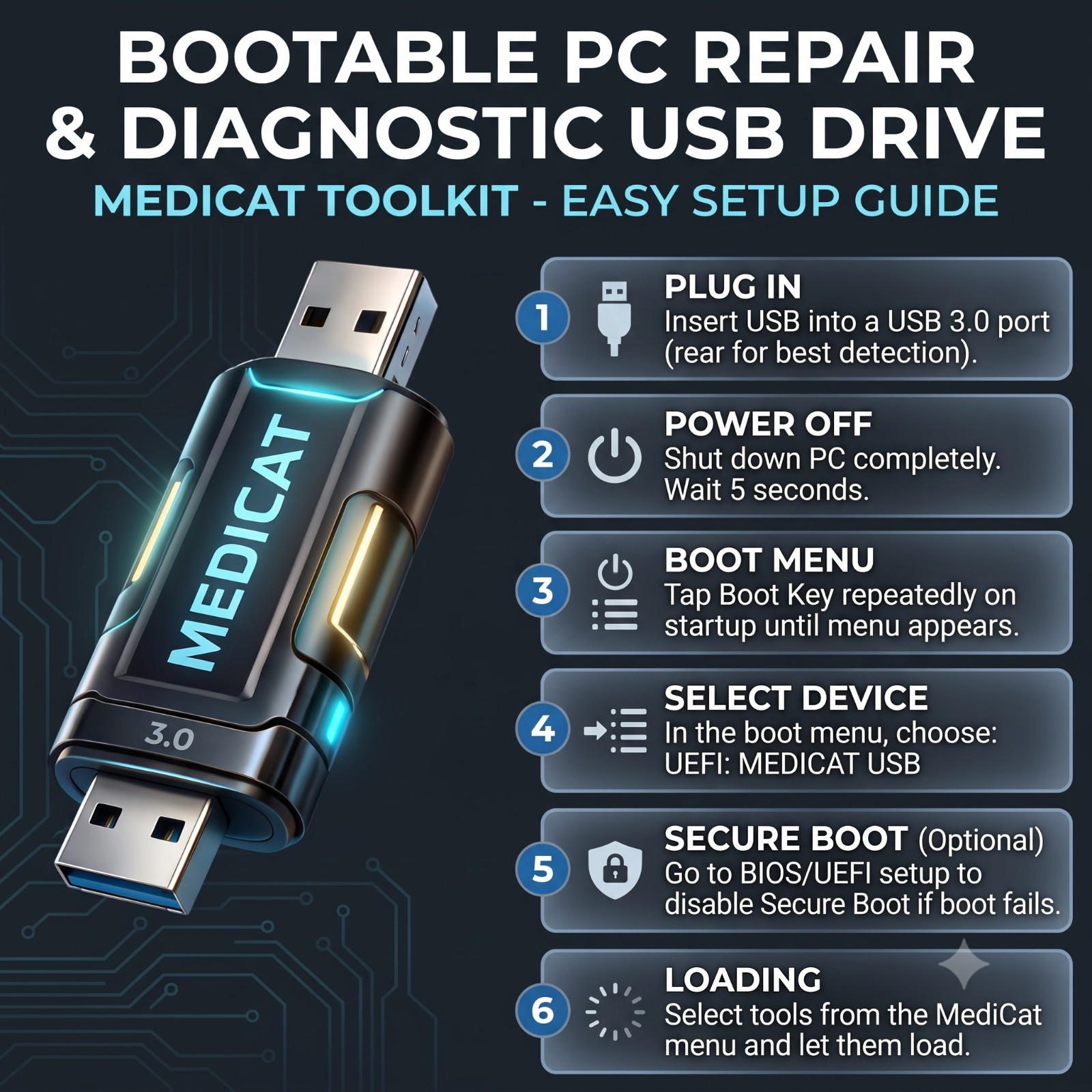 🔥MediCat PC Repair Recovery Toolkit🔥System Rescue Bootable🔥5 Pack: USB or DVD