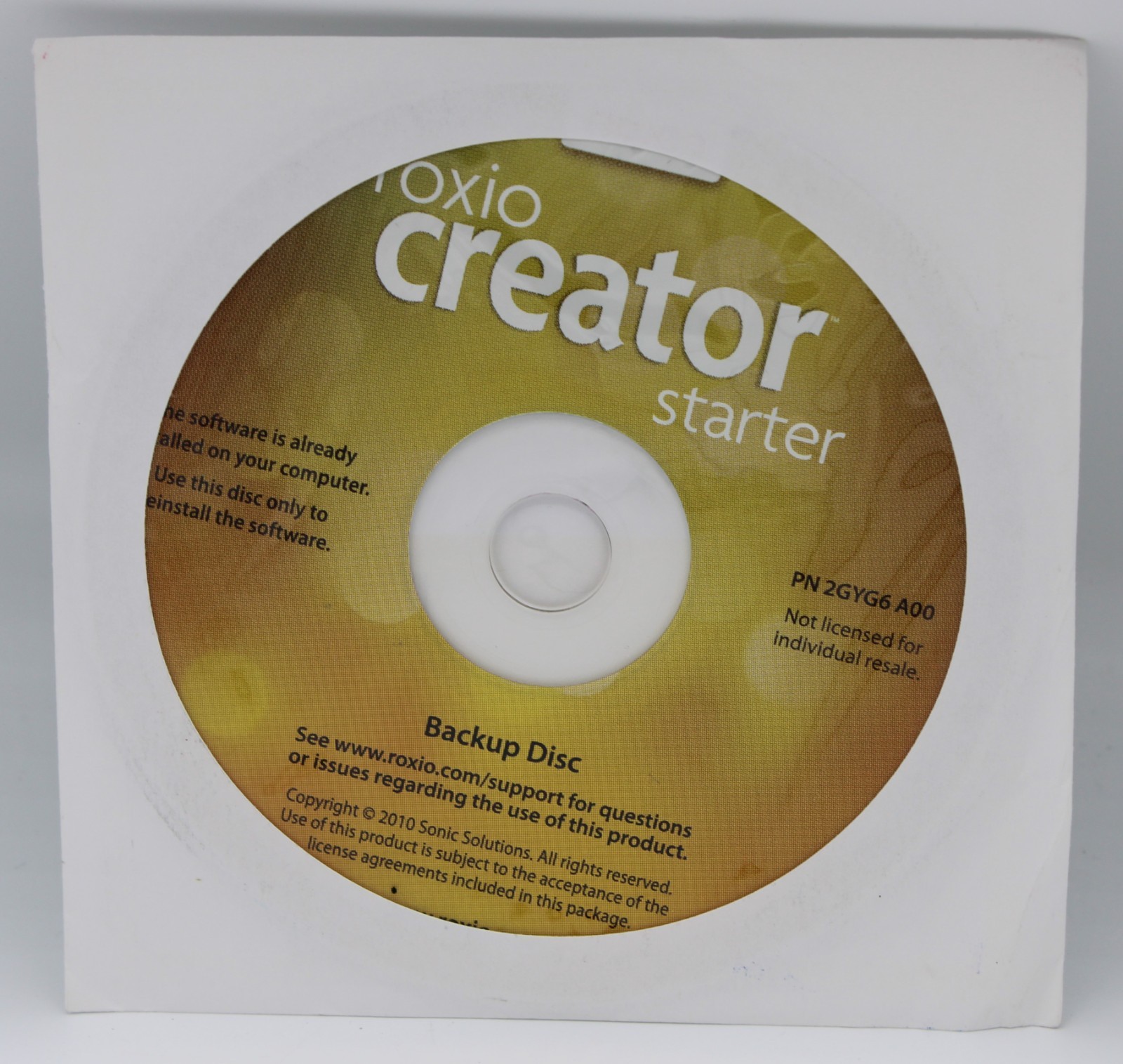 New Sealed Roxio Creator Starter Dell Edition Backup Disk 0GYD9F 2GYG6 A00 DVD