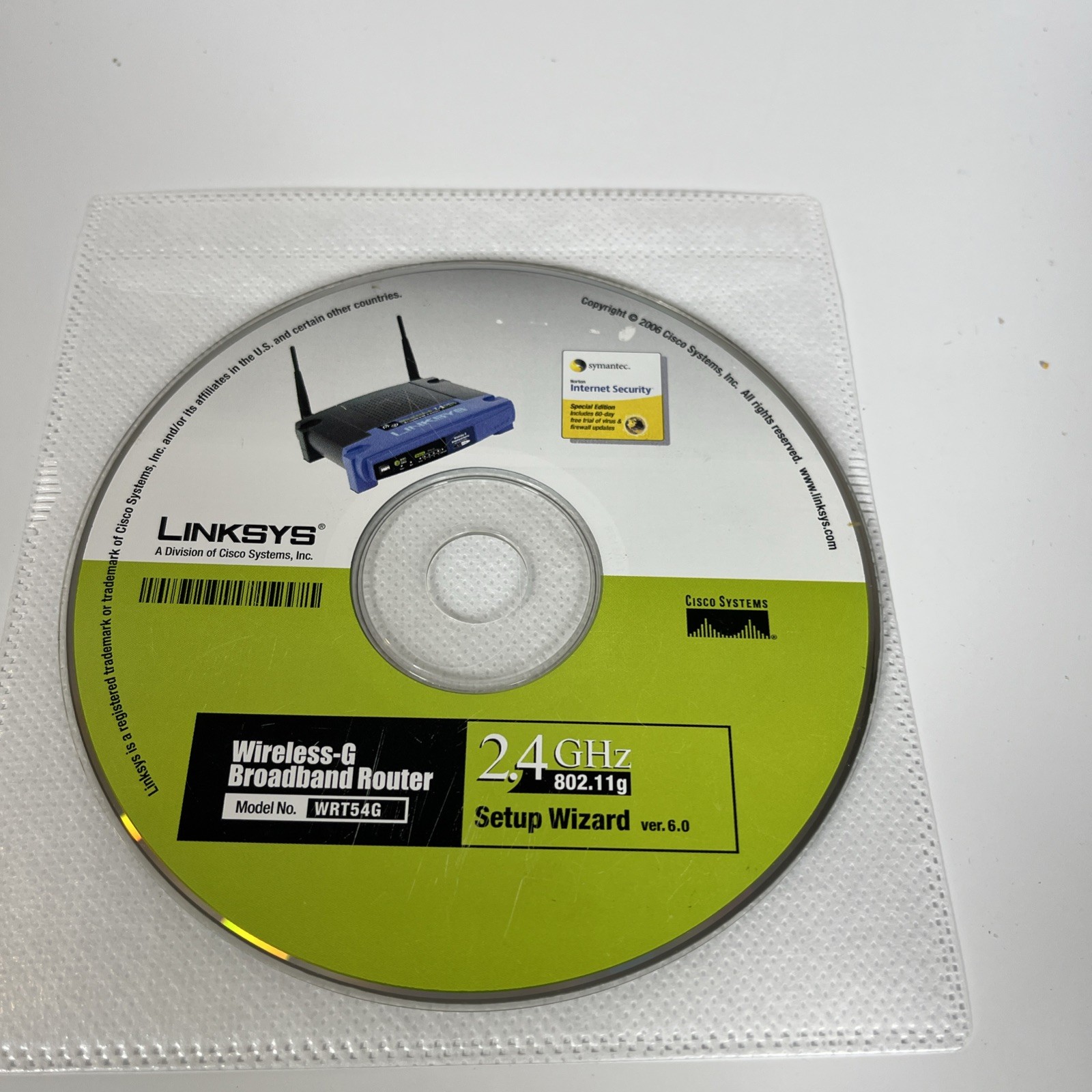 Linksys Wireless-G Broadband Router WRT54G Setup Wizard 6.0 2.4 GHz