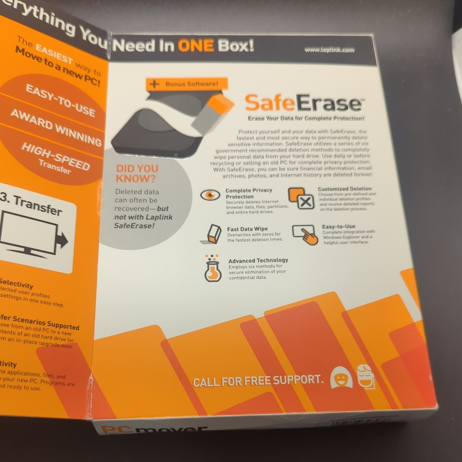 LapLink PCMover Ultimate SafeErase for Windows 8, 7, Vista, XP Open Box