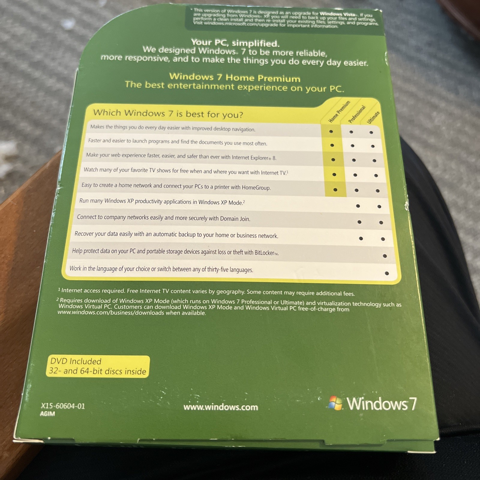Microsoft Windows 7 Home Premium Upgrade 32 Bit & 64 Bit DVDs Complete w/ Key