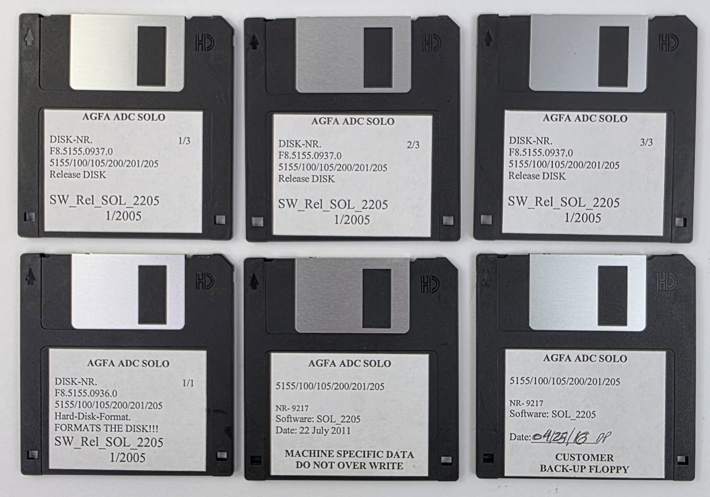 AGFA ADC Solo 5155/100/105/200/201/205 SOL 2205 Software Floppy Disks