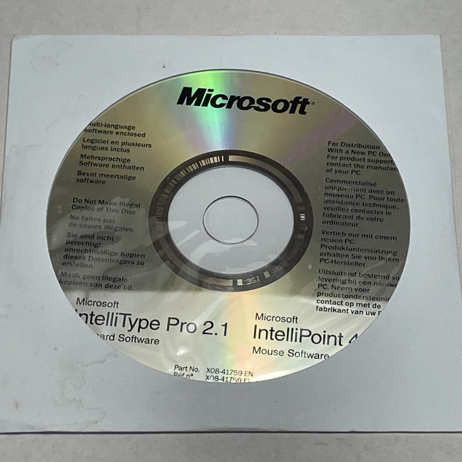 Microsoft IntelliType Pro 2.1 + IntelliPoint 4.1 Software Driver Cd Windows