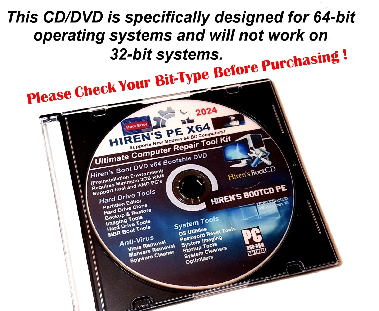 Hiren’s Boot CD/DVD•Windows Recovery•HDD,SSD Repair&Clone•Virus Removal & More