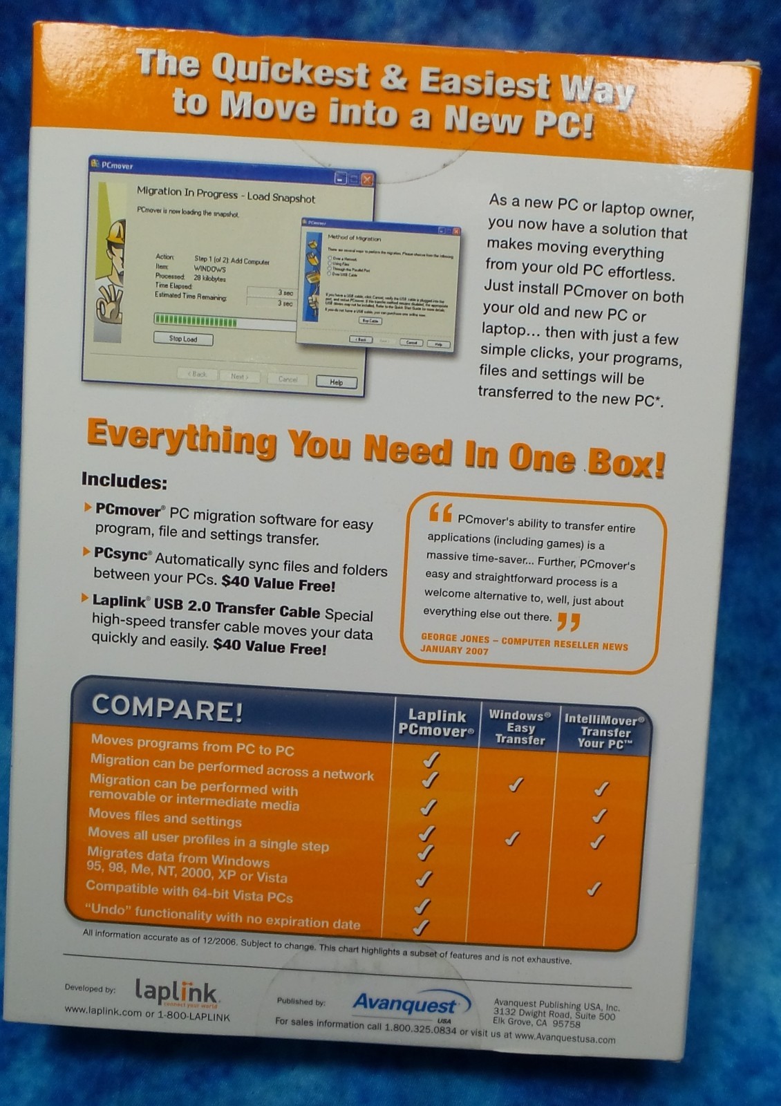 Laplink PC Mover Software Moving Kit Edition, Windows 95,98, XP & Vista – NEW