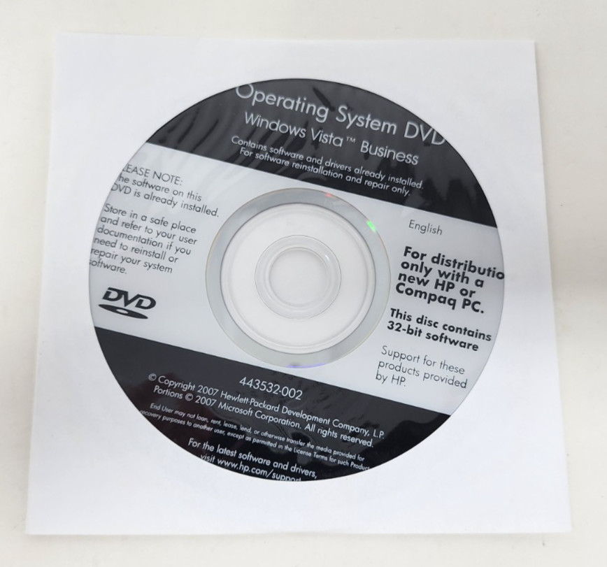 HP Application and Driver Recovery Pack 450625-001 Windows English, XP & Vista