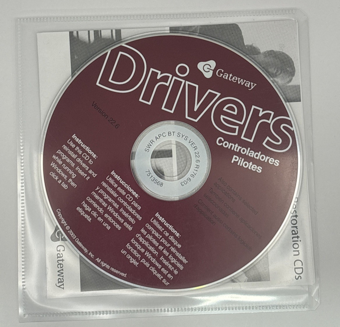PC Software CD Disc Gateway Drivers Version 22.6
