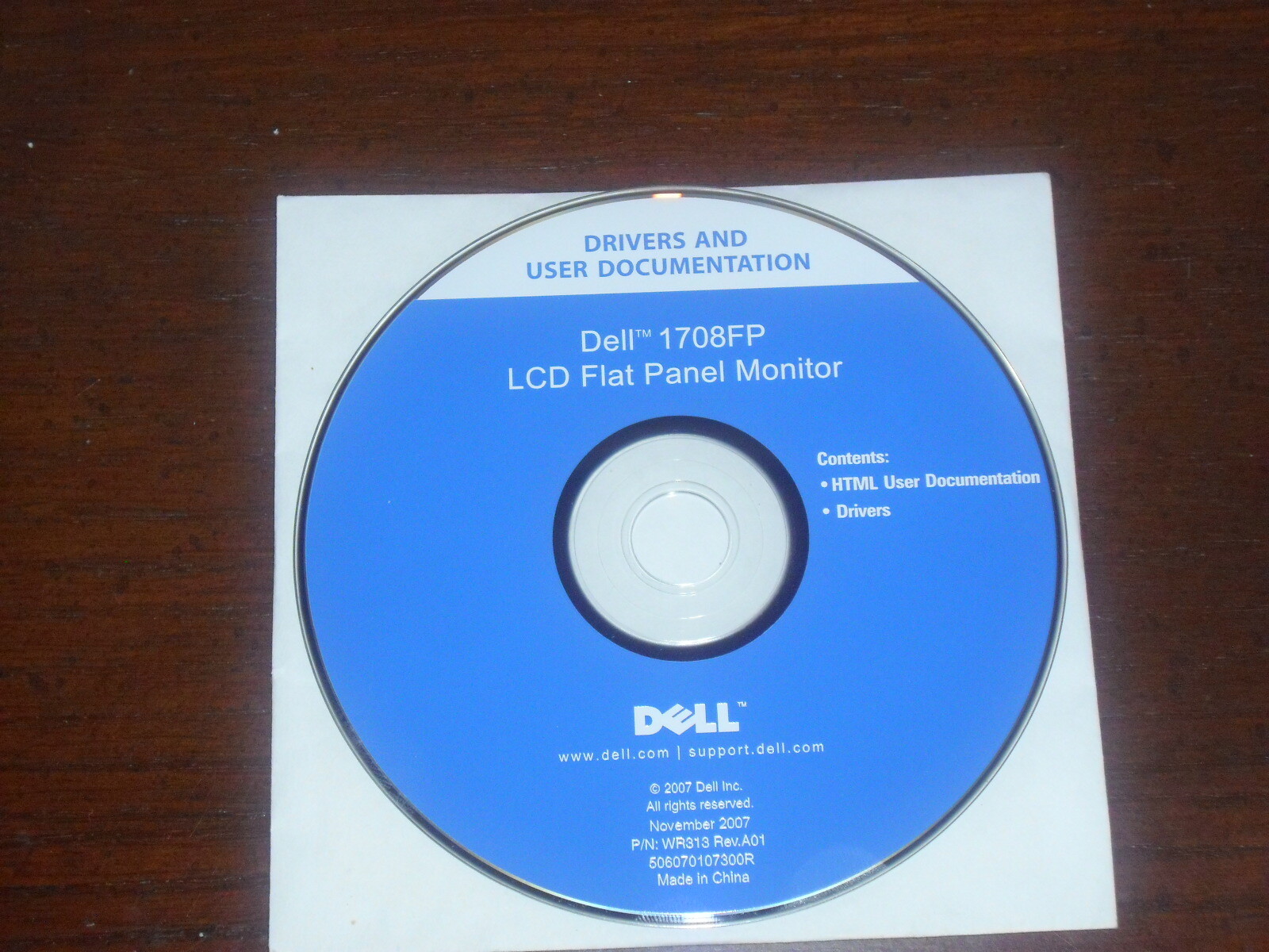 Dell 1708FP LCD Flat Panel Monitor Driver & Documentation Installation CD, 2007