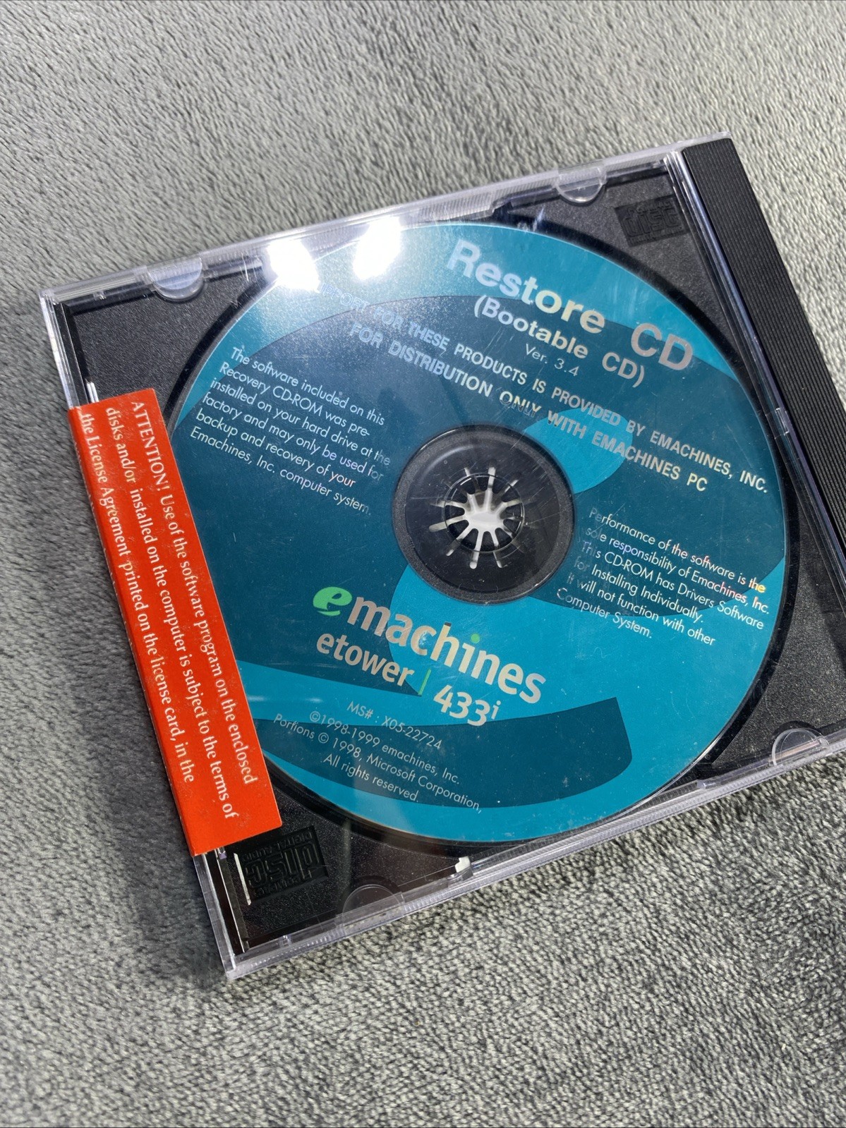 Emachines Ver 3.4 Restore CD (Bootable CD) 1998-1999 etower 433i Sealed NEW