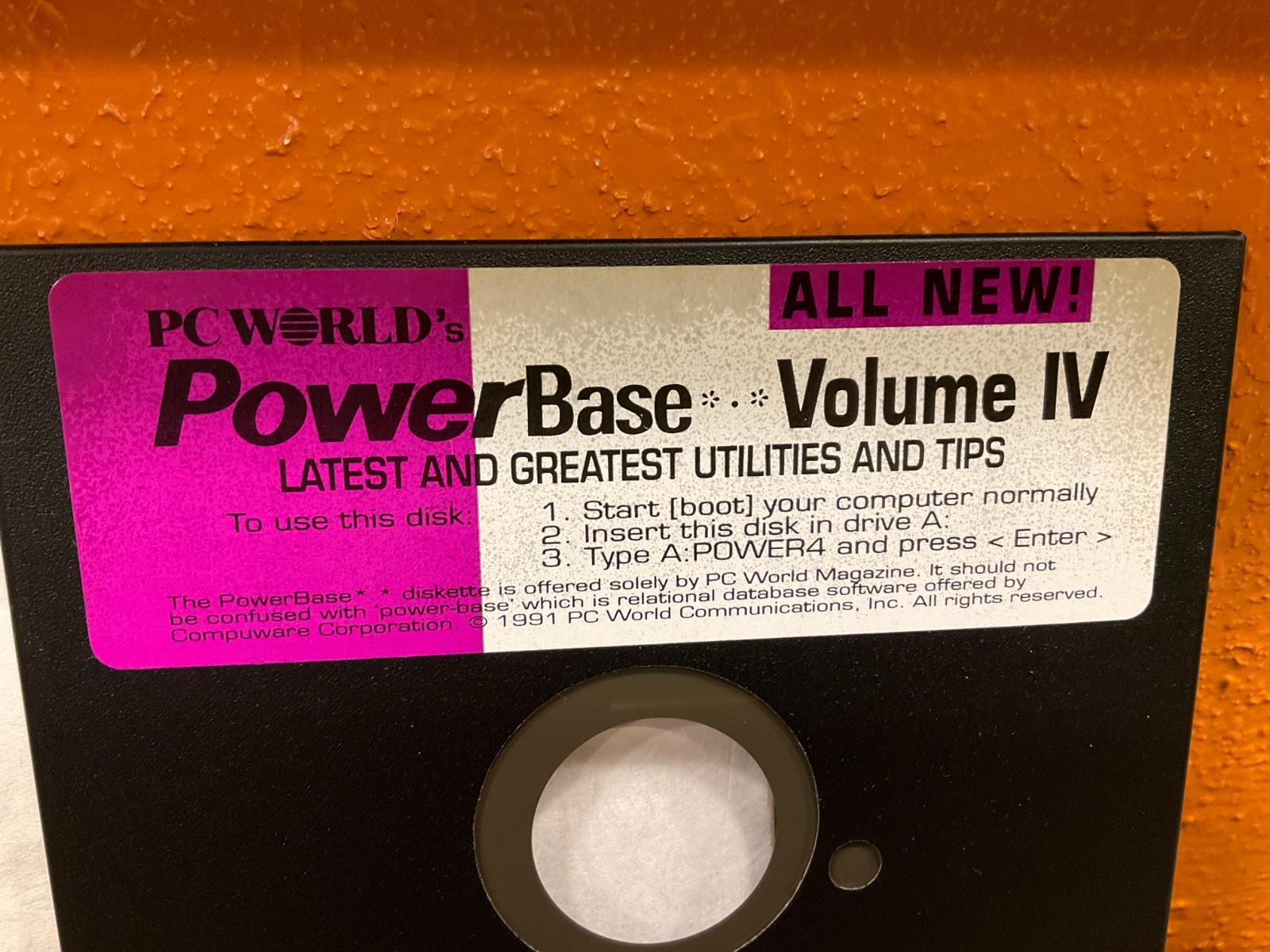 PC World’s PowerBase Volume IV • 5.25 Floppy Disk 1991 Utilities & Tips Vintage